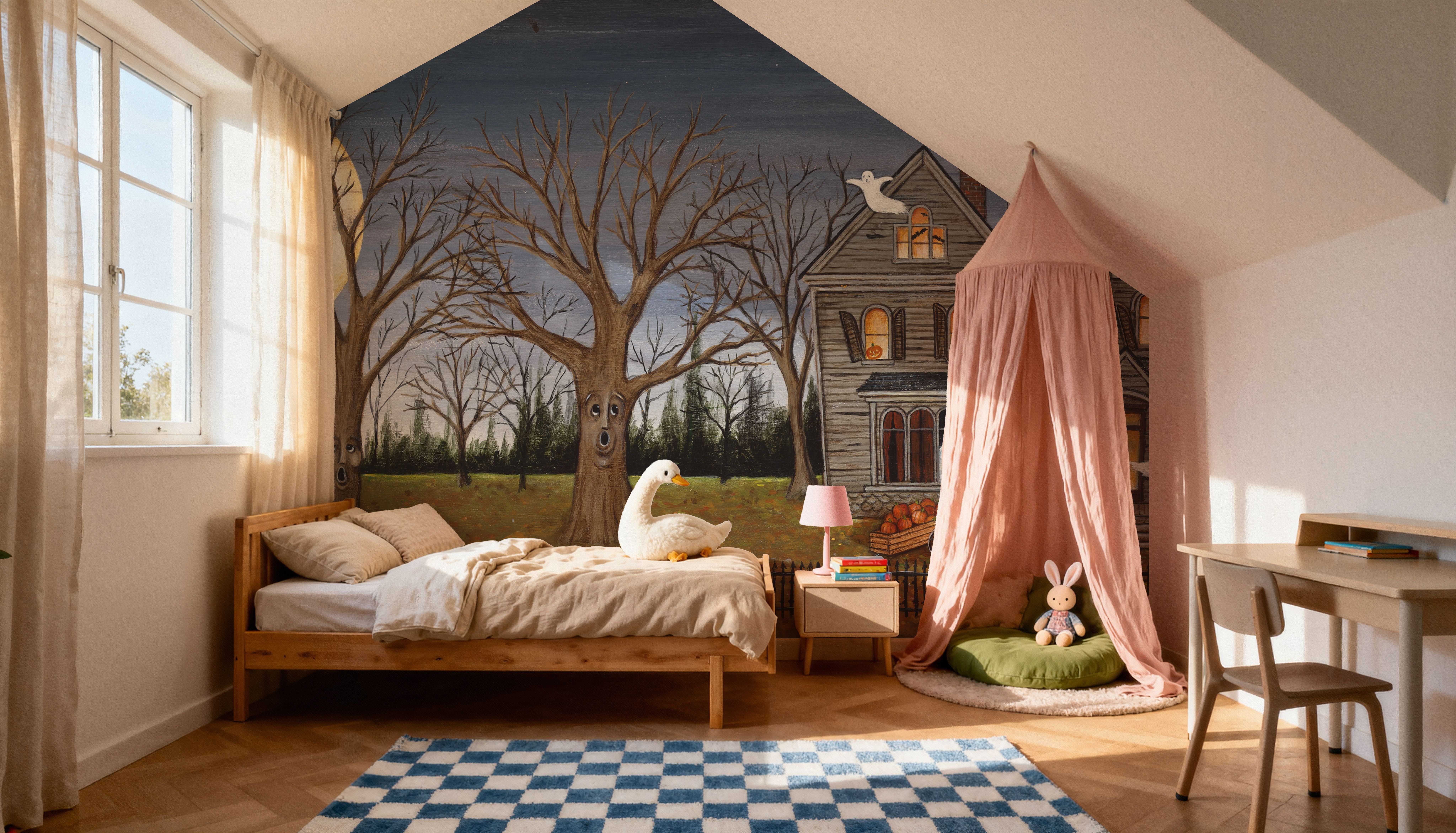 Haunted House with Full Moon