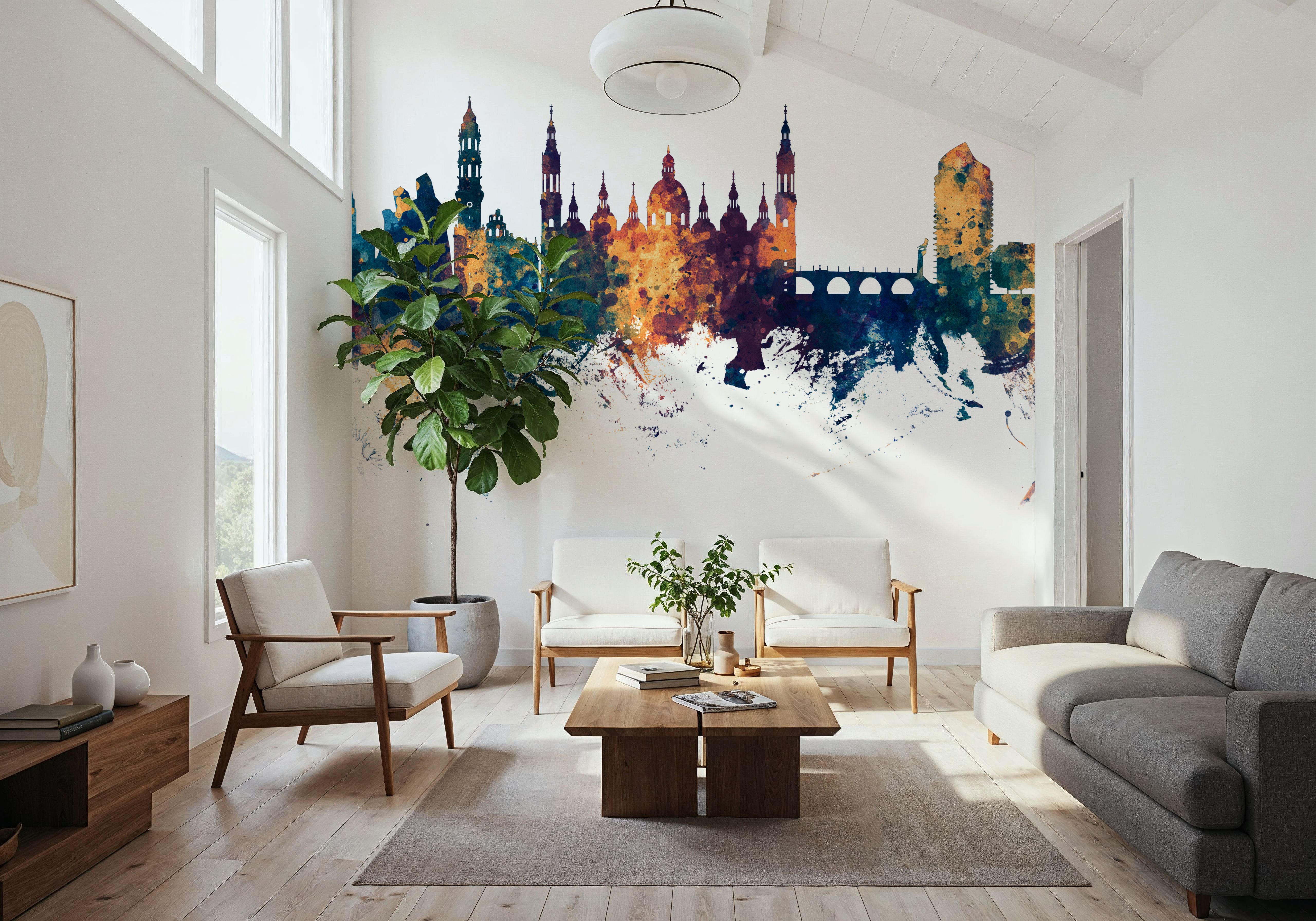 Zaragoza Spain Skyline Blue & Bronze