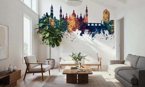Zaragoza Spain Skyline Blue & Bronze