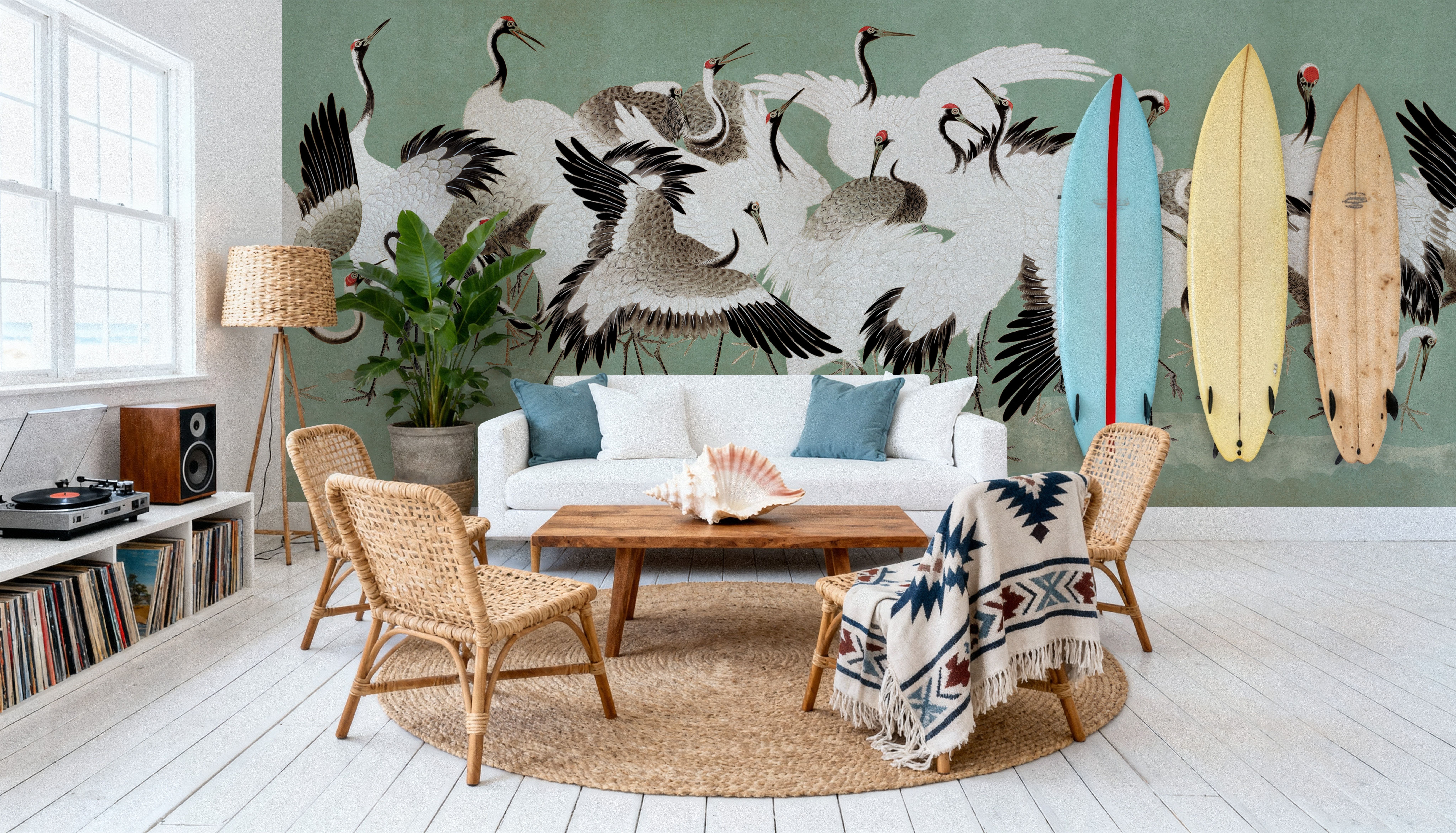 Japanese Flock of Cranes, Jade