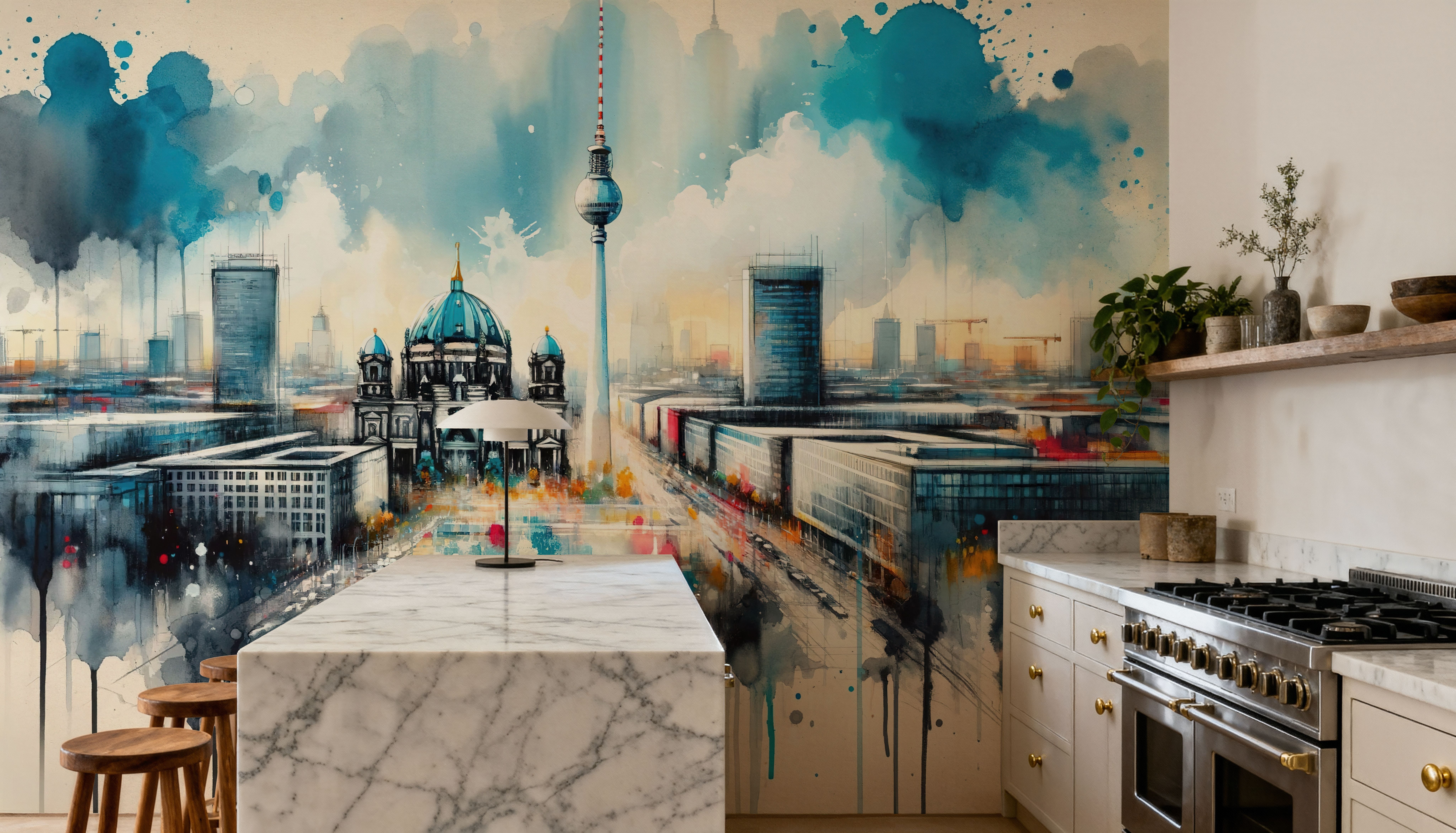 Watercolor Modern Architecture In Berlin