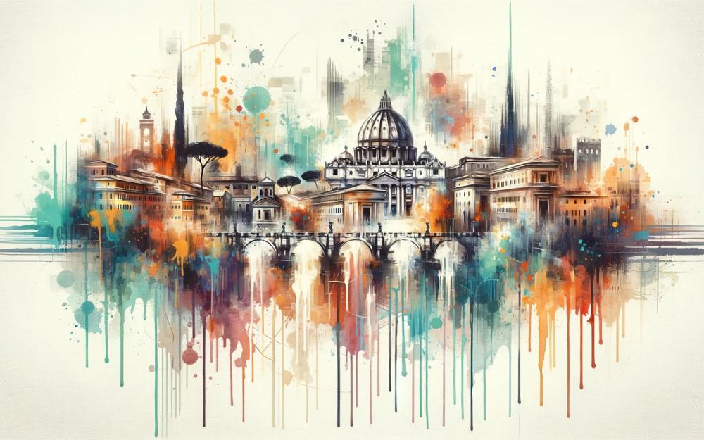 Watercolor Skyline Rome II