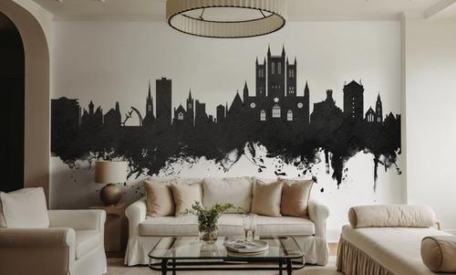 Lincoln England Skyline Black & White