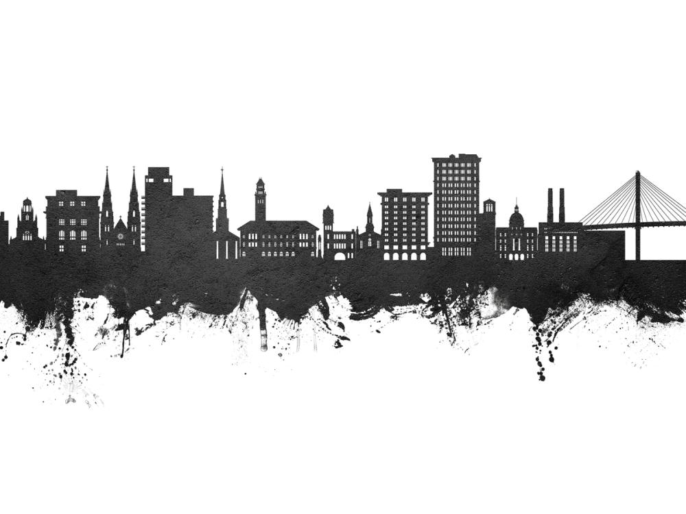 Savannah Georgia Skyline Black & White