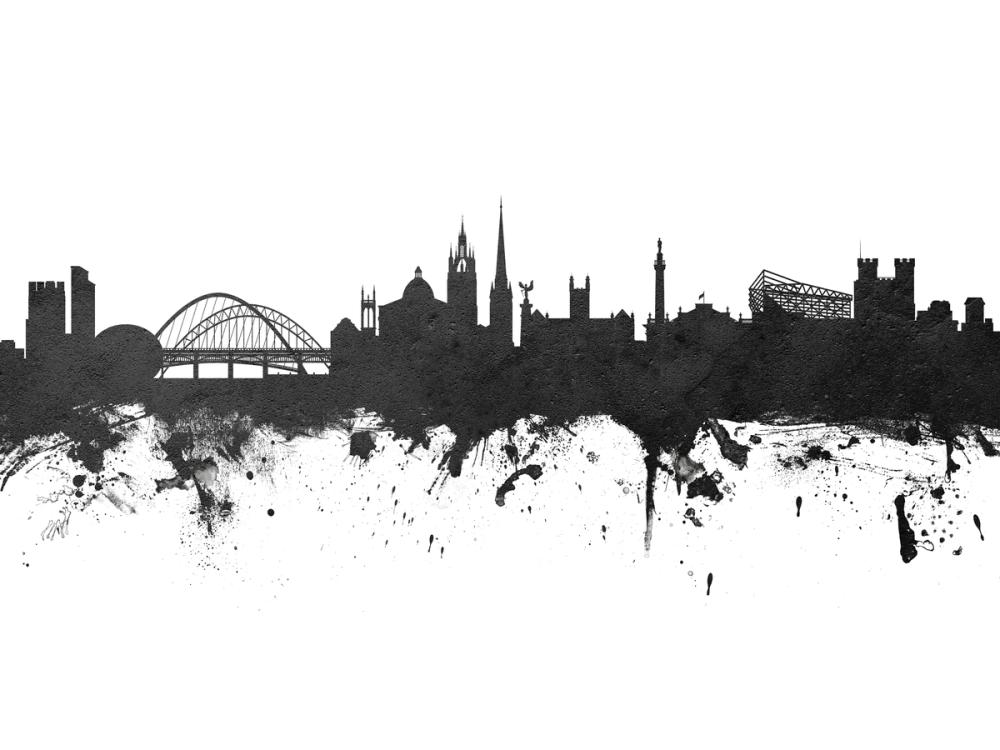 Newcastle England Skyline Black & White