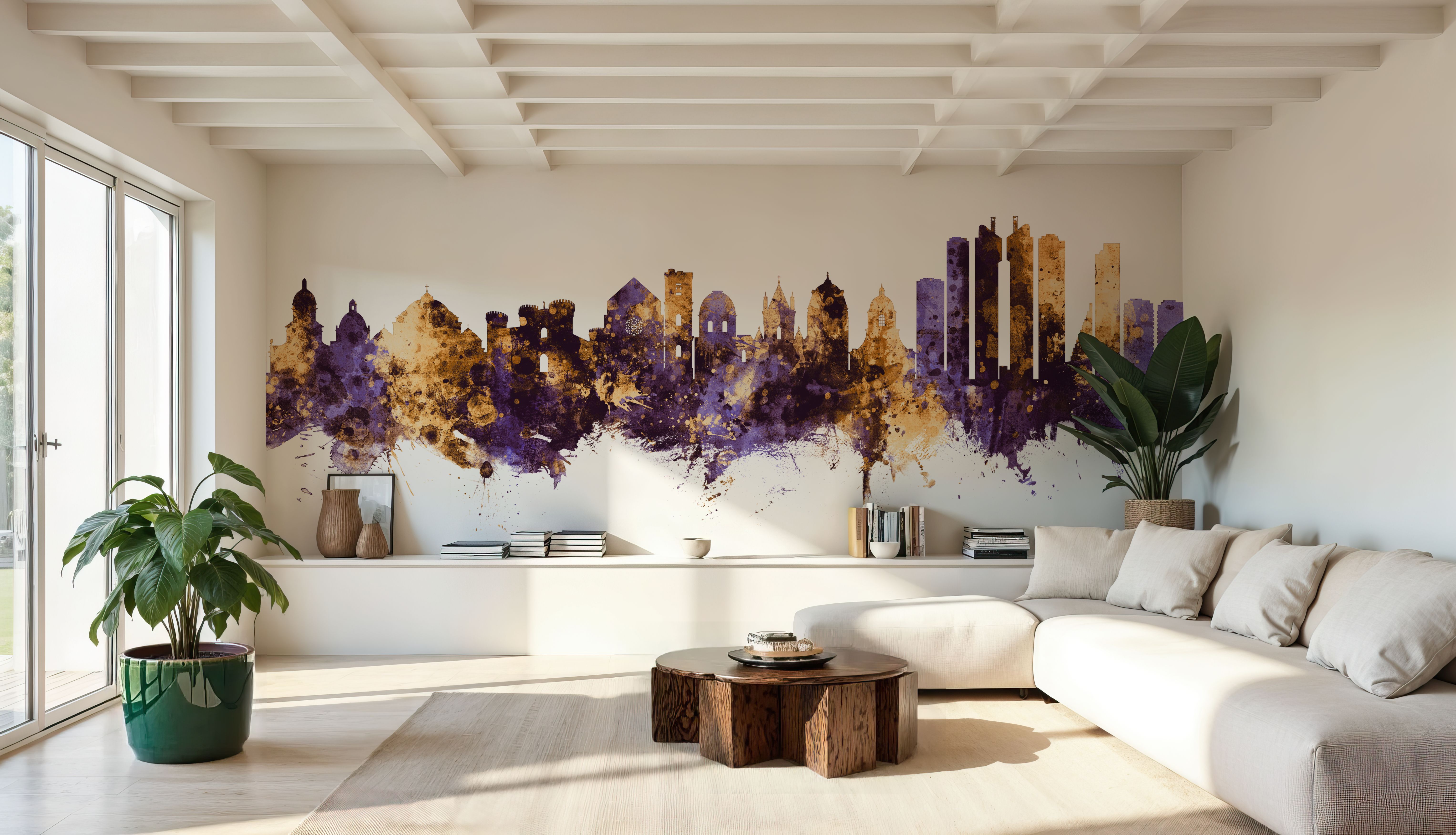 Naples Italy Skyline Purple & Gold