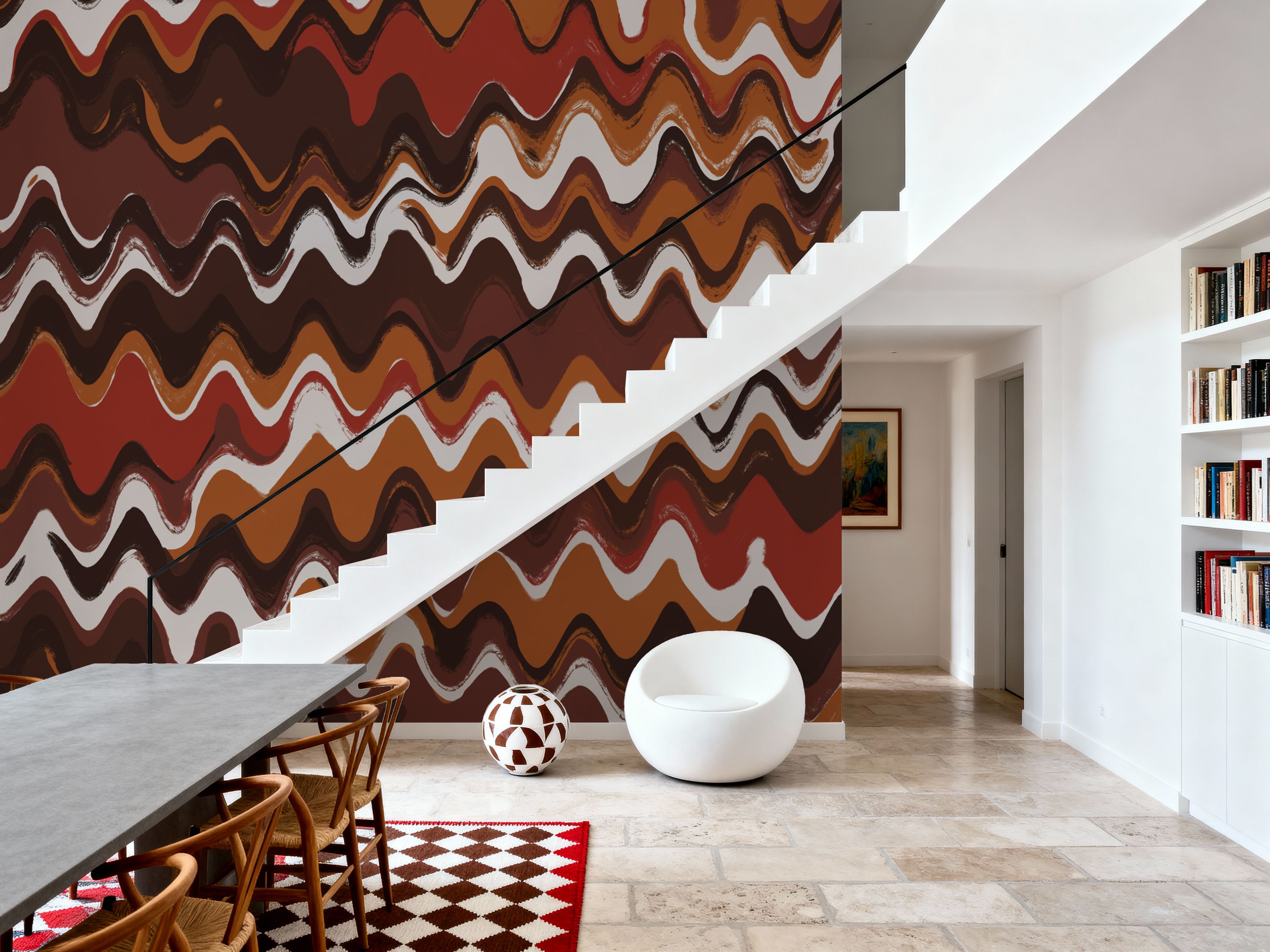 Earthy Color Zig Zag Pattern, Behang