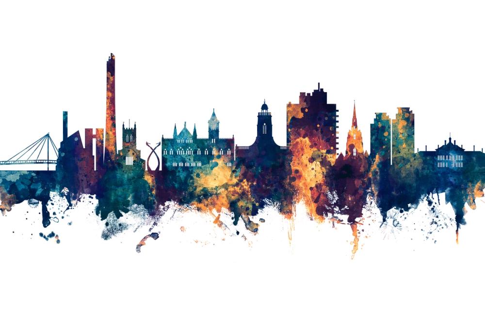 Northampton England Skyline Blue & Bronze