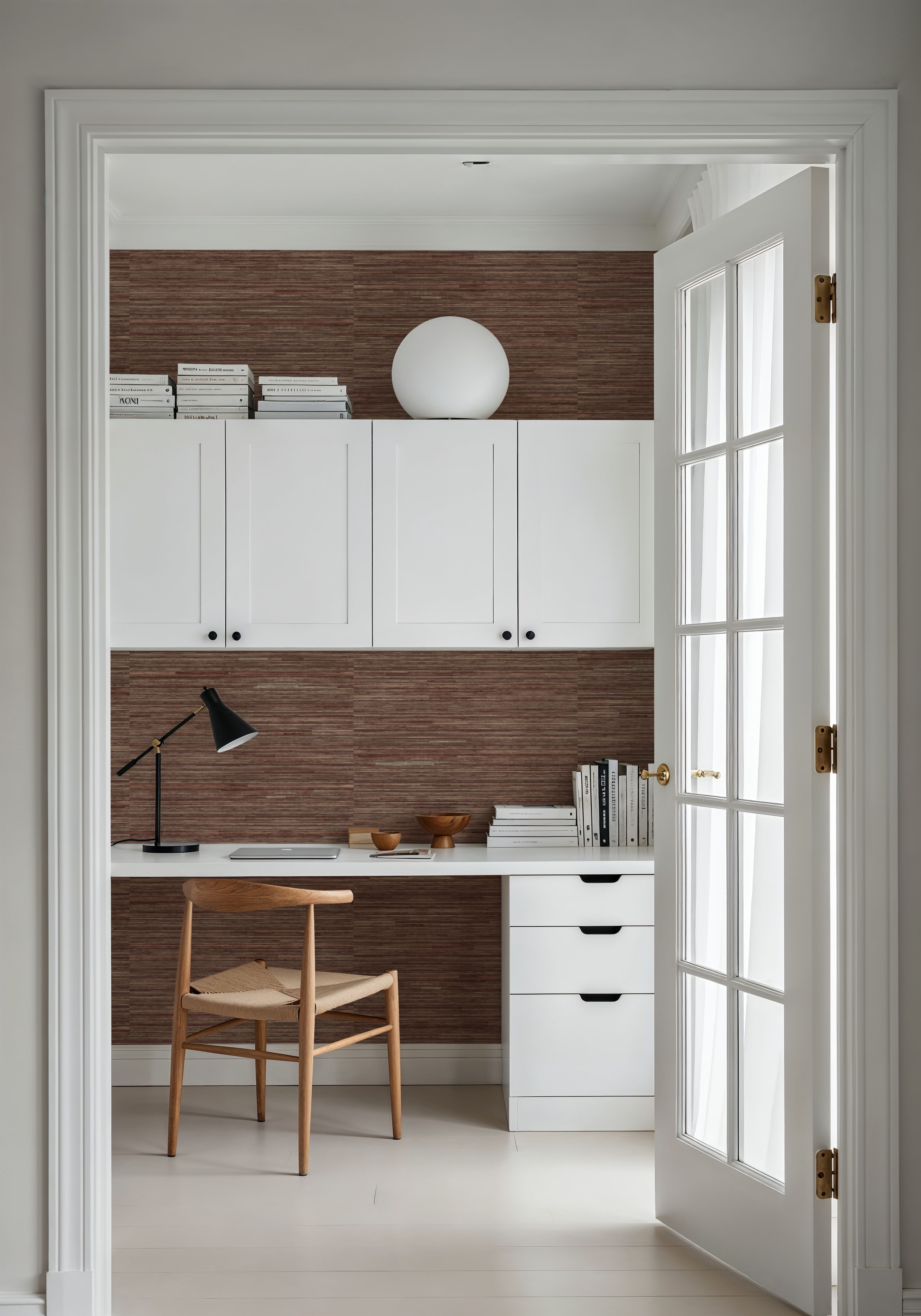 Faux Grasscloth with Visible Seams, Rosewood