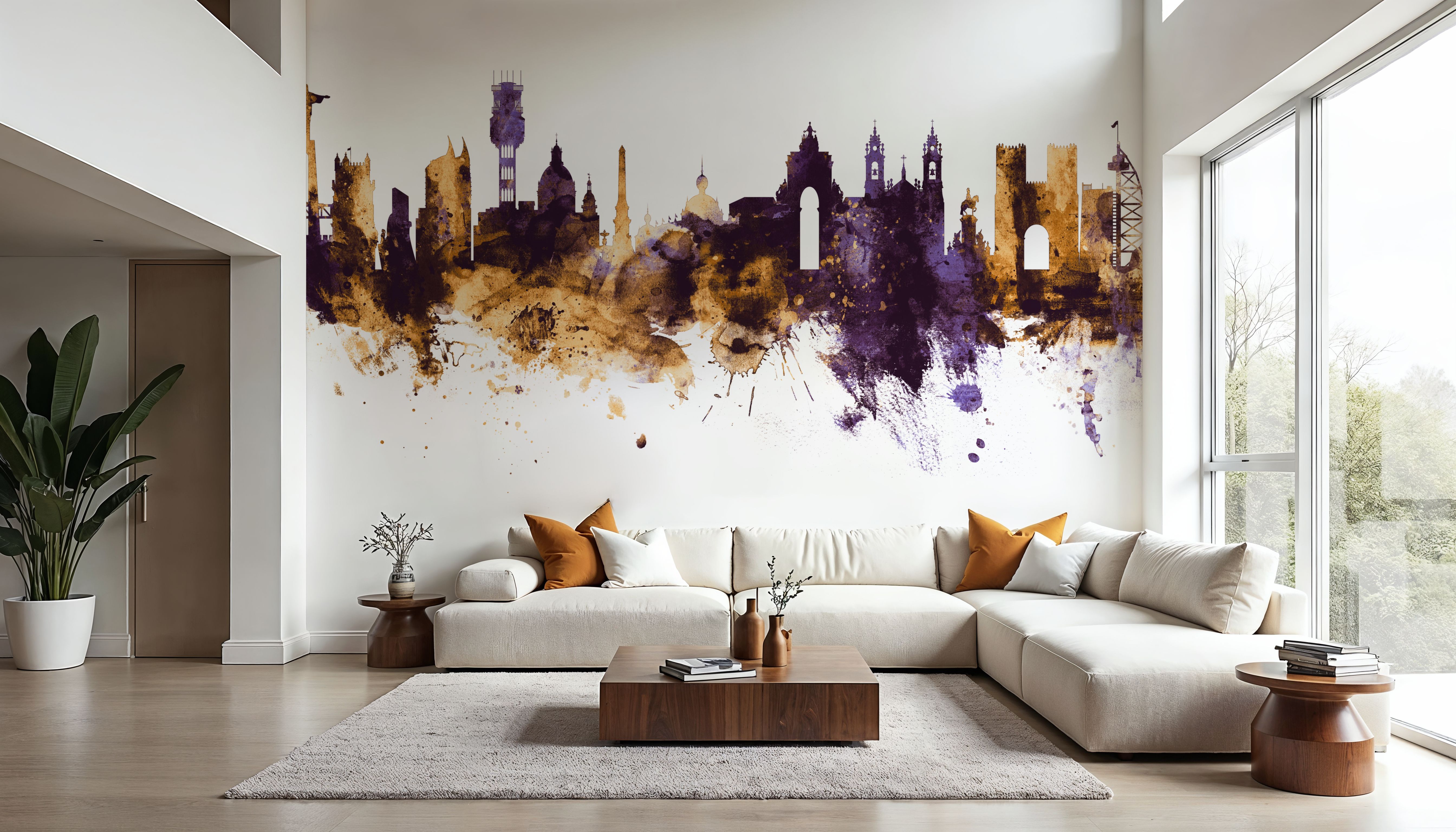 Lisbon Portugal Skyline Purple & Gold