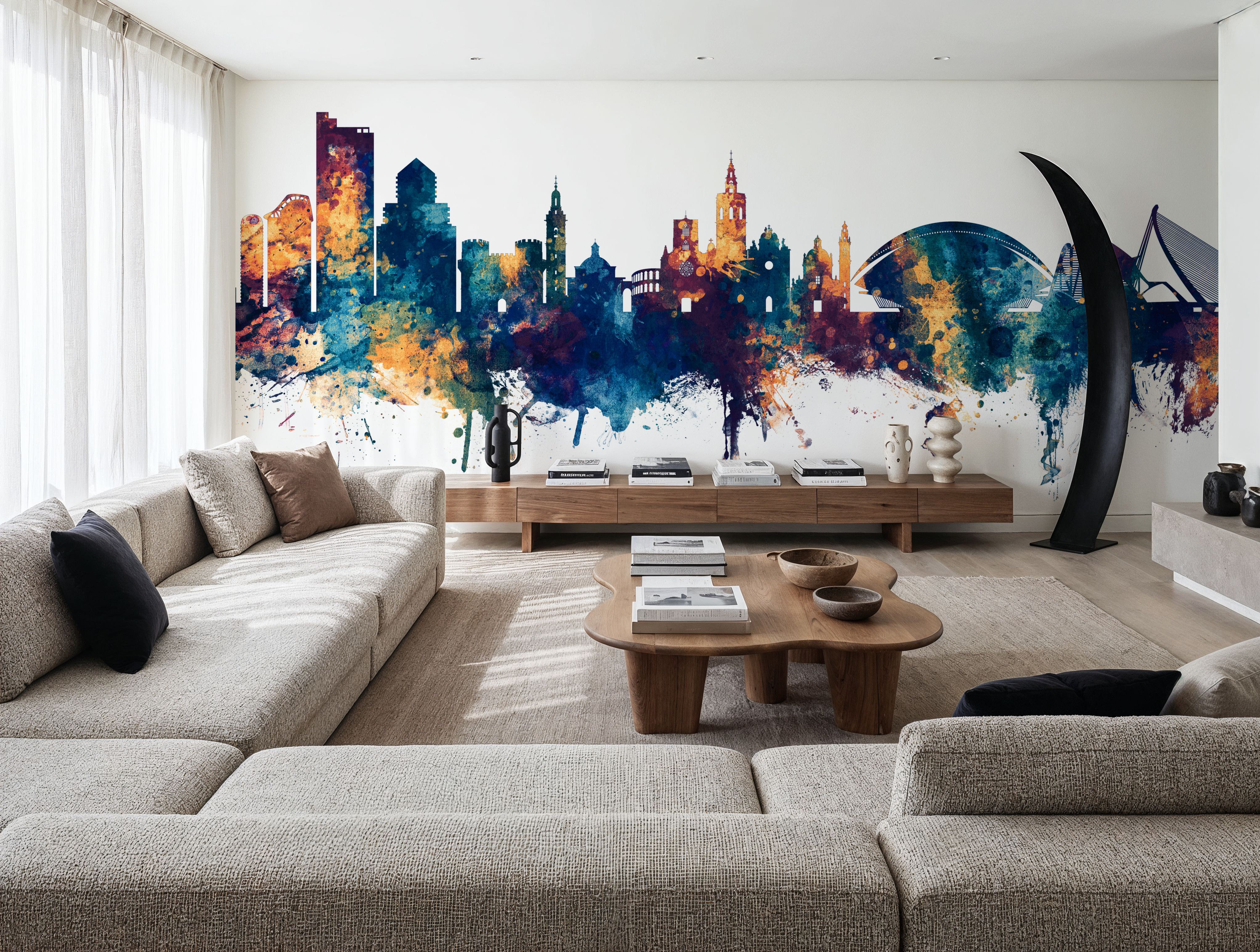 Valencia Spain Skyline Blue & Bronze