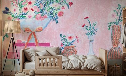 Flower Vases and Books Pink