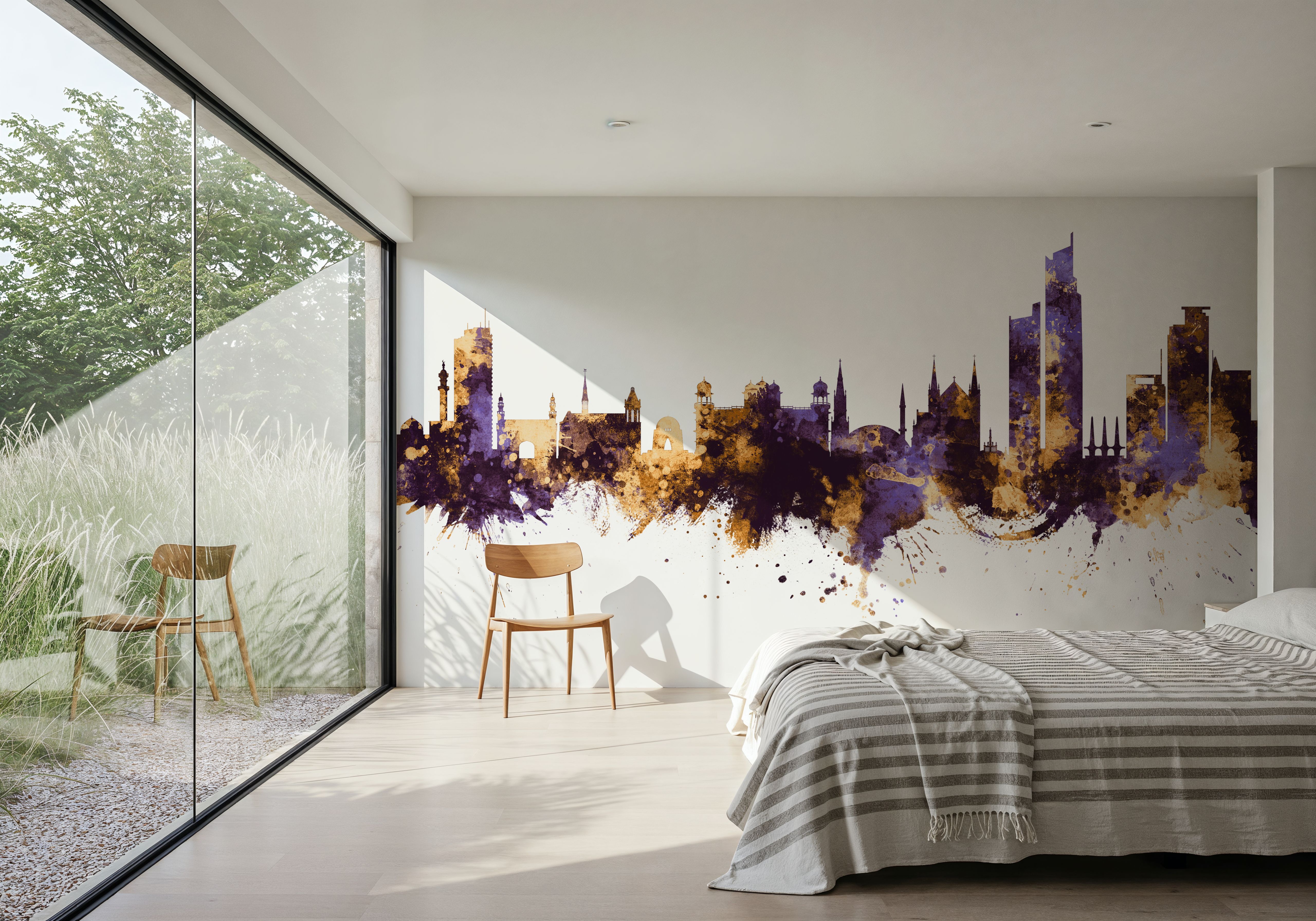 Karachi Pakistan Skyline Purple & Gold