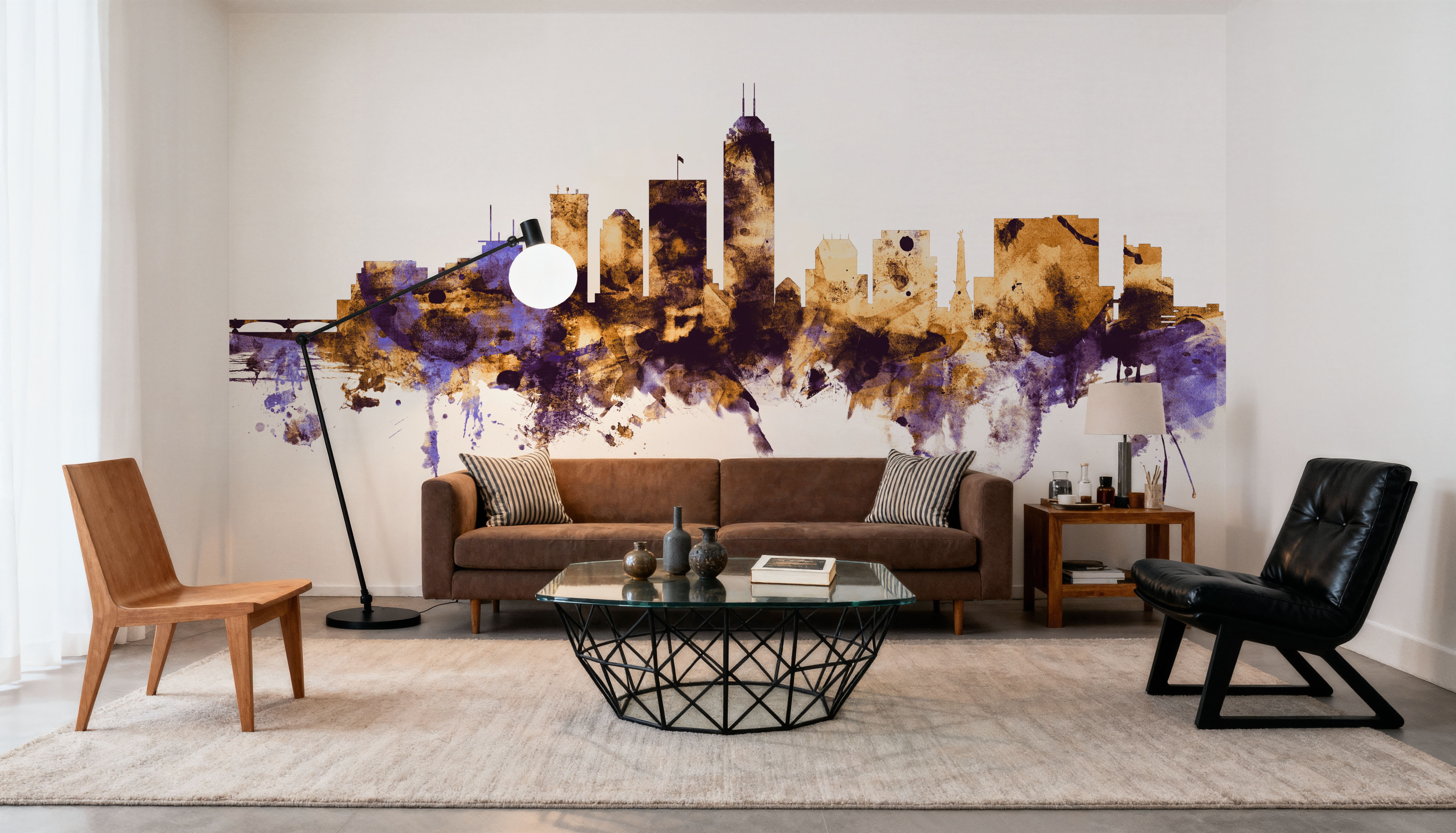 Indianapolis Indiana Skyline Purple & Gold