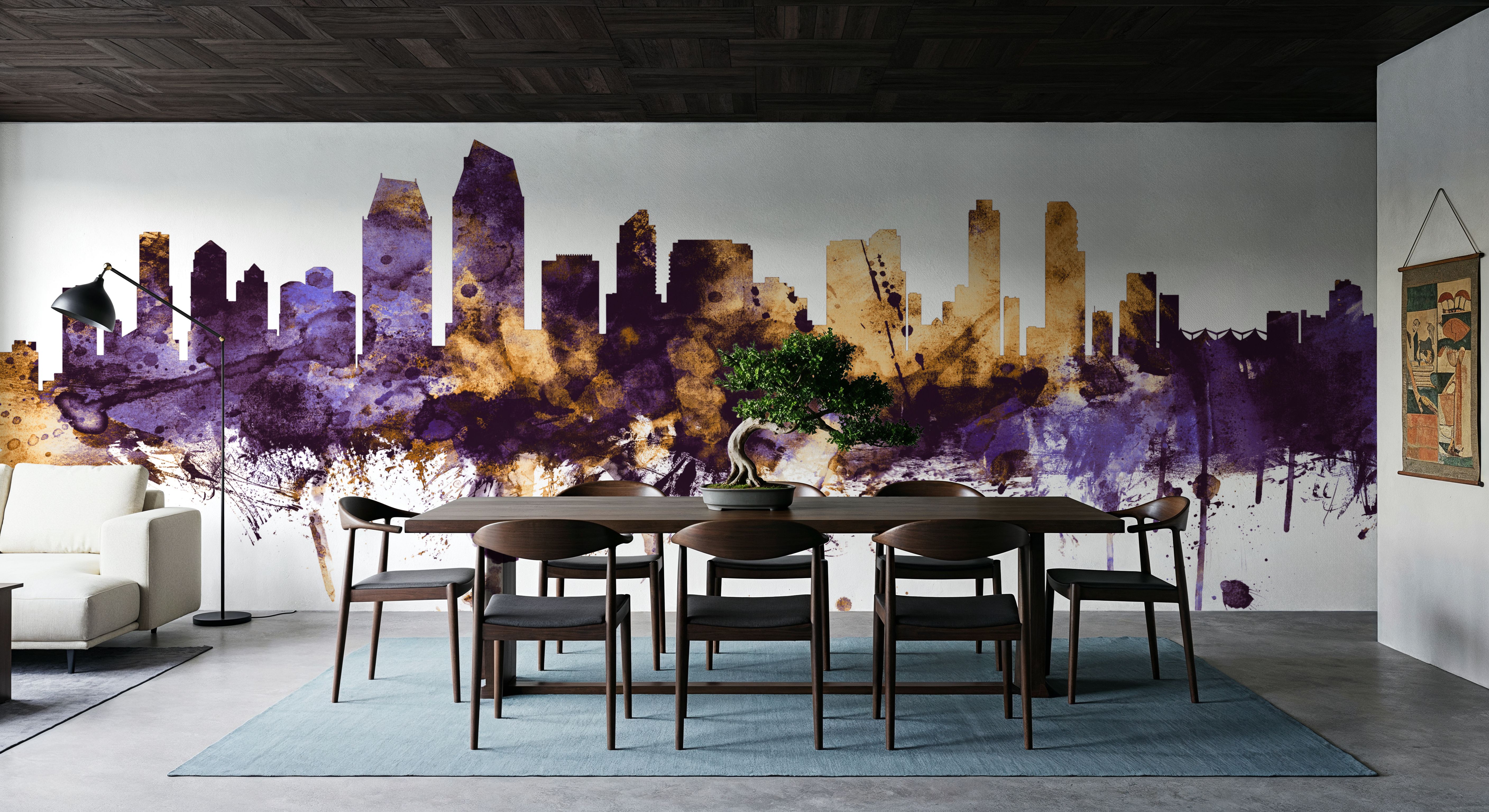 San Diego California Skyline Purple & Gold