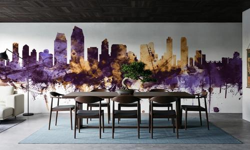 San Diego California Skyline Purple & Gold