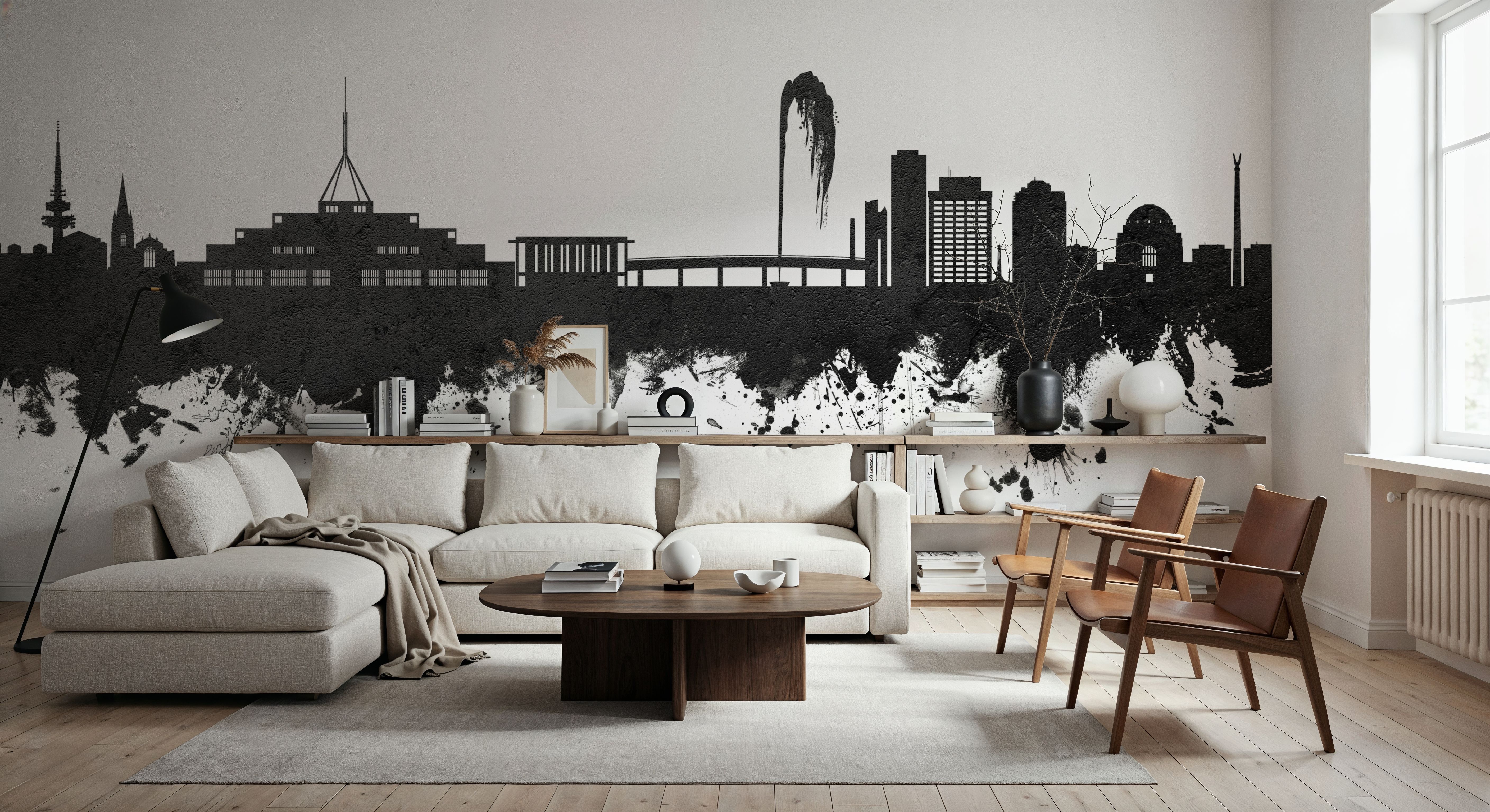 Canberra Skyline Black & White, Wallpaper