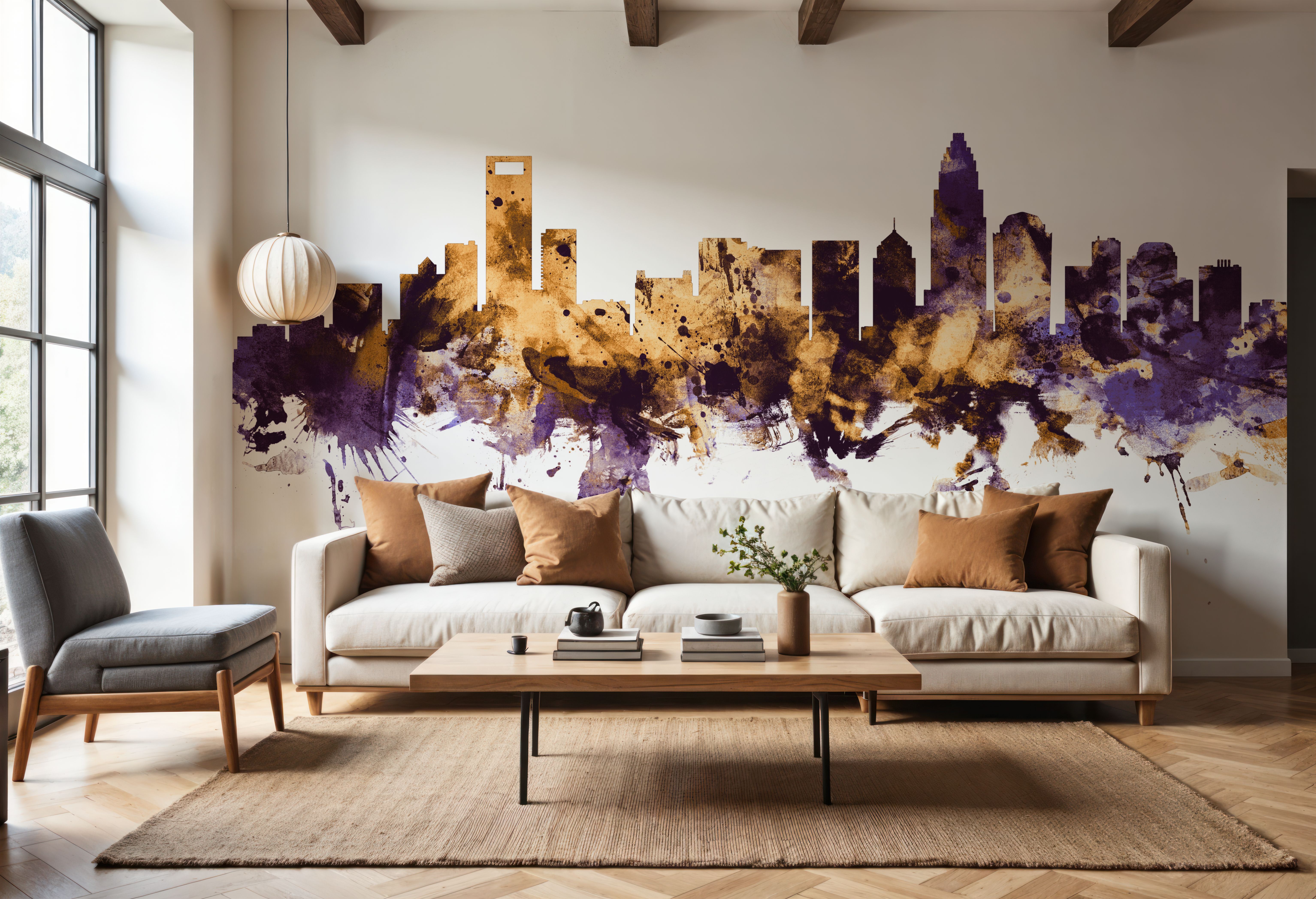 Charlotte North Carolina Skyline Purple & Gold