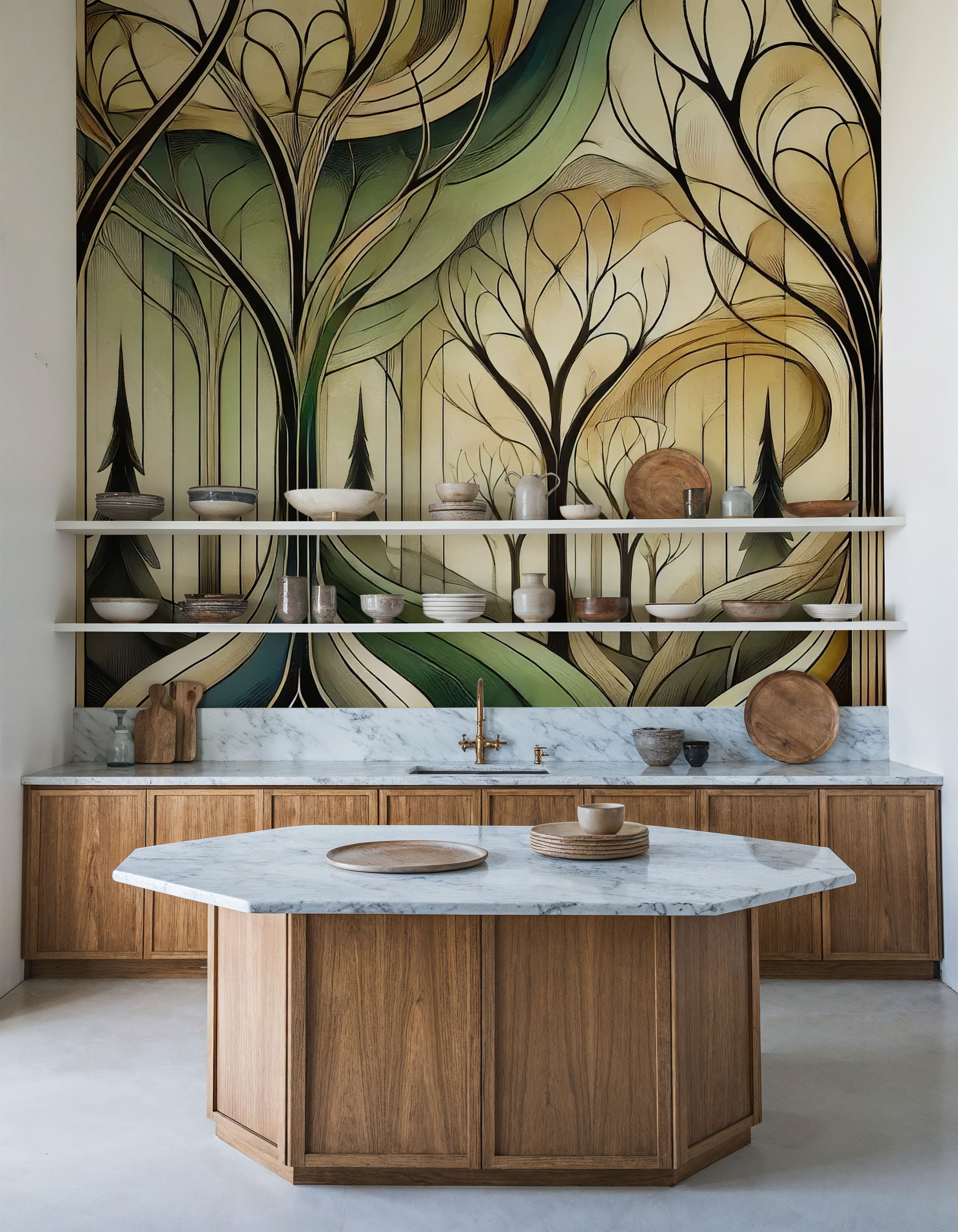 Vintage Treescape Essence in Art Deco