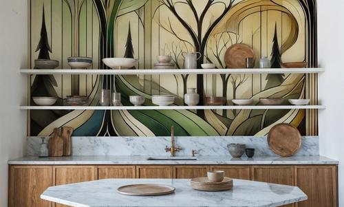 Vintage Treescape Essence in Art Deco