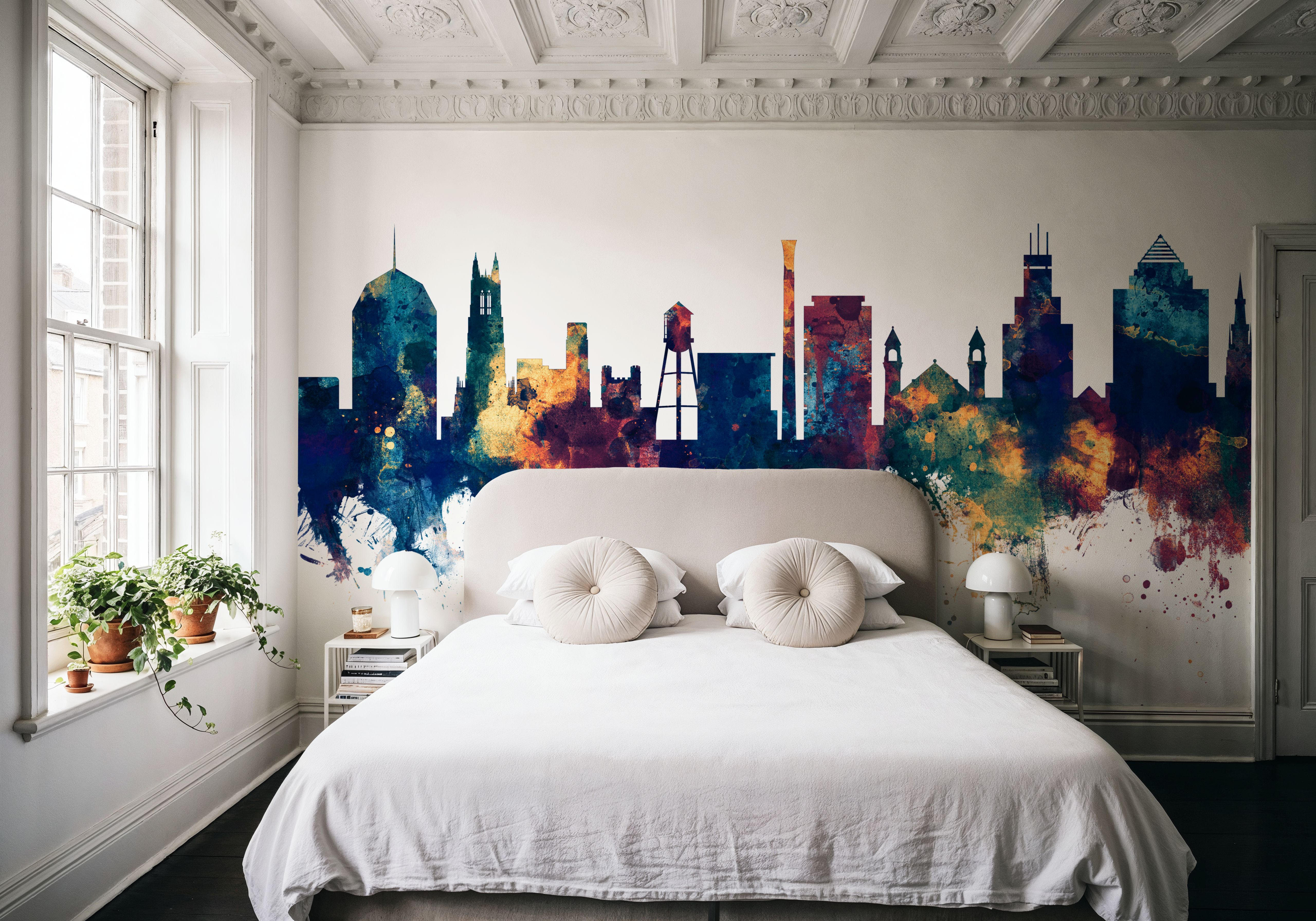 Durham North Carolina Skyline Blue & Bronze