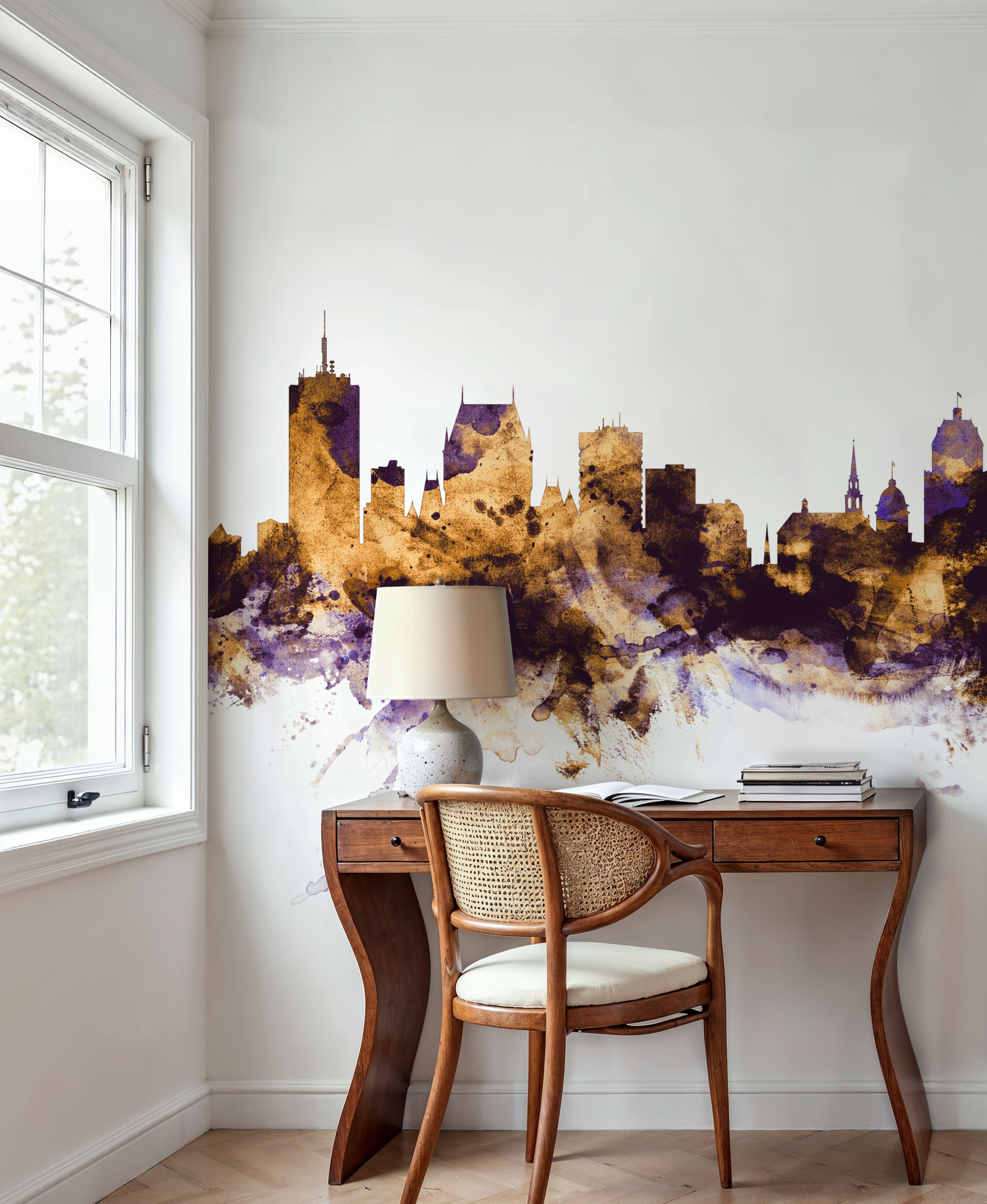 Quebec Canada Skyline Purple & Gold
