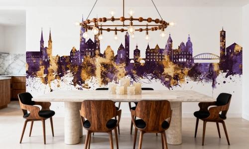 Bamberg Germany Skyline Purple & Gold