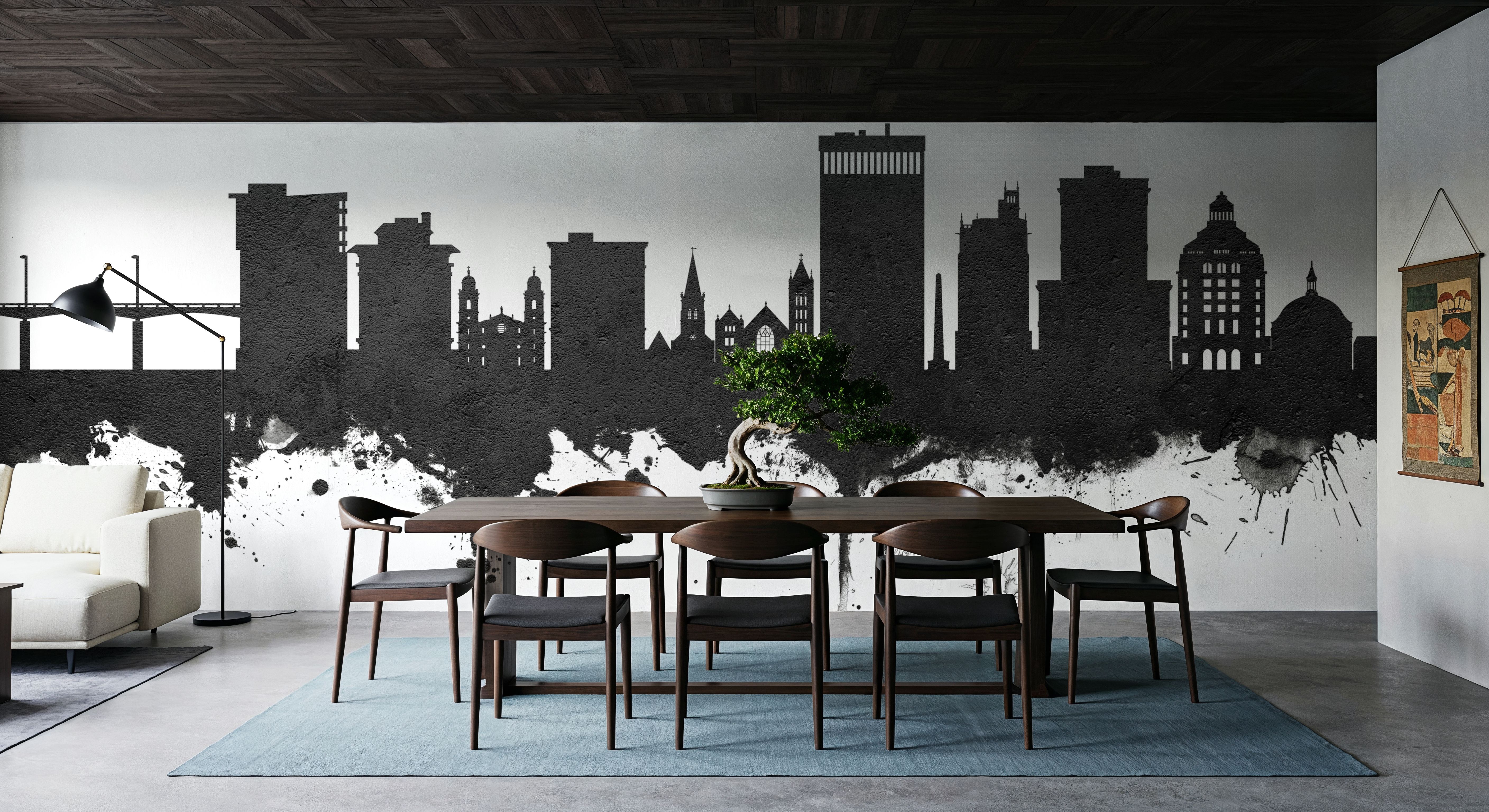 Asheville North Carolina Skyline Black & White