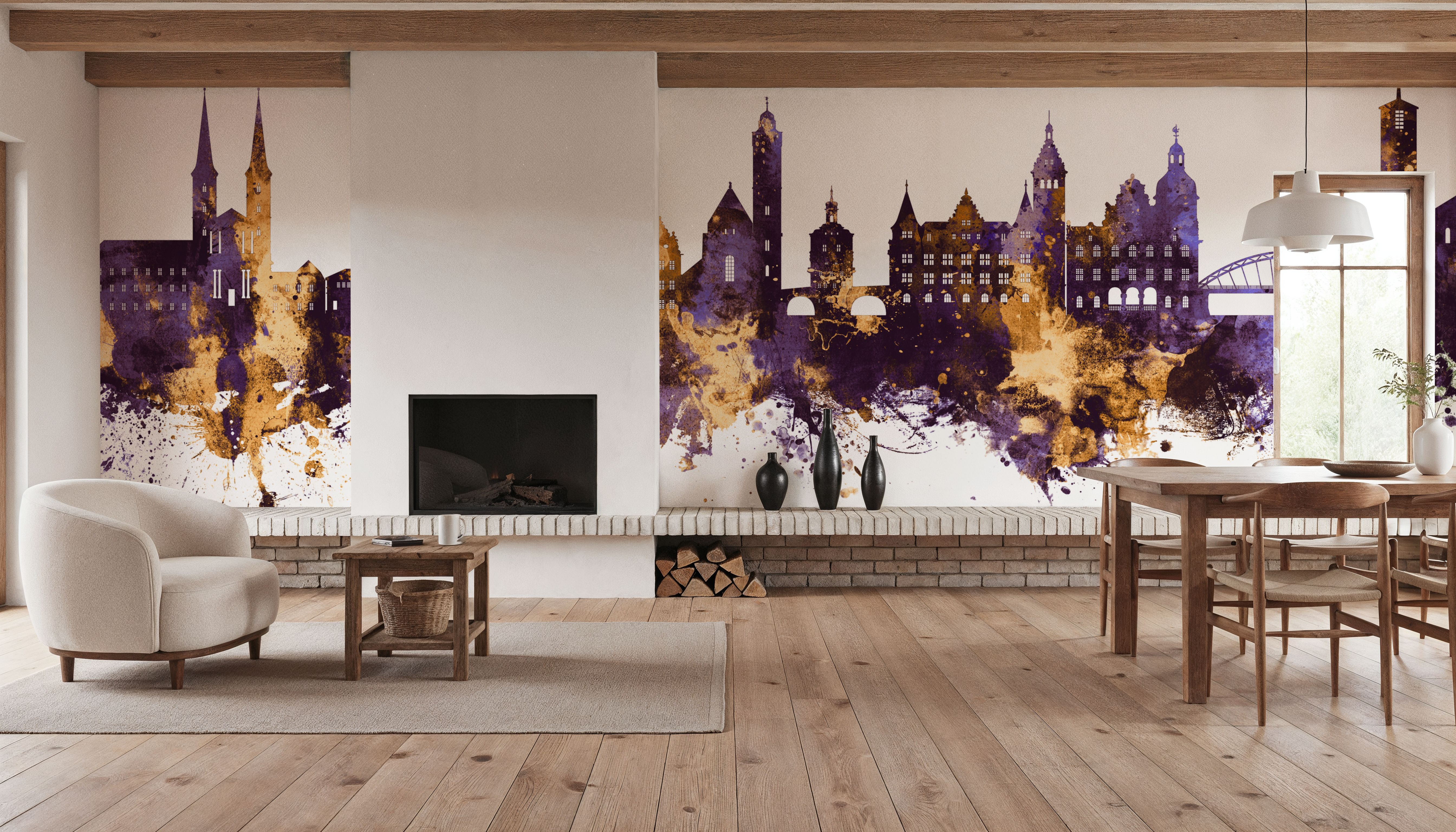 Bamberg Germany Skyline Purple & Gold