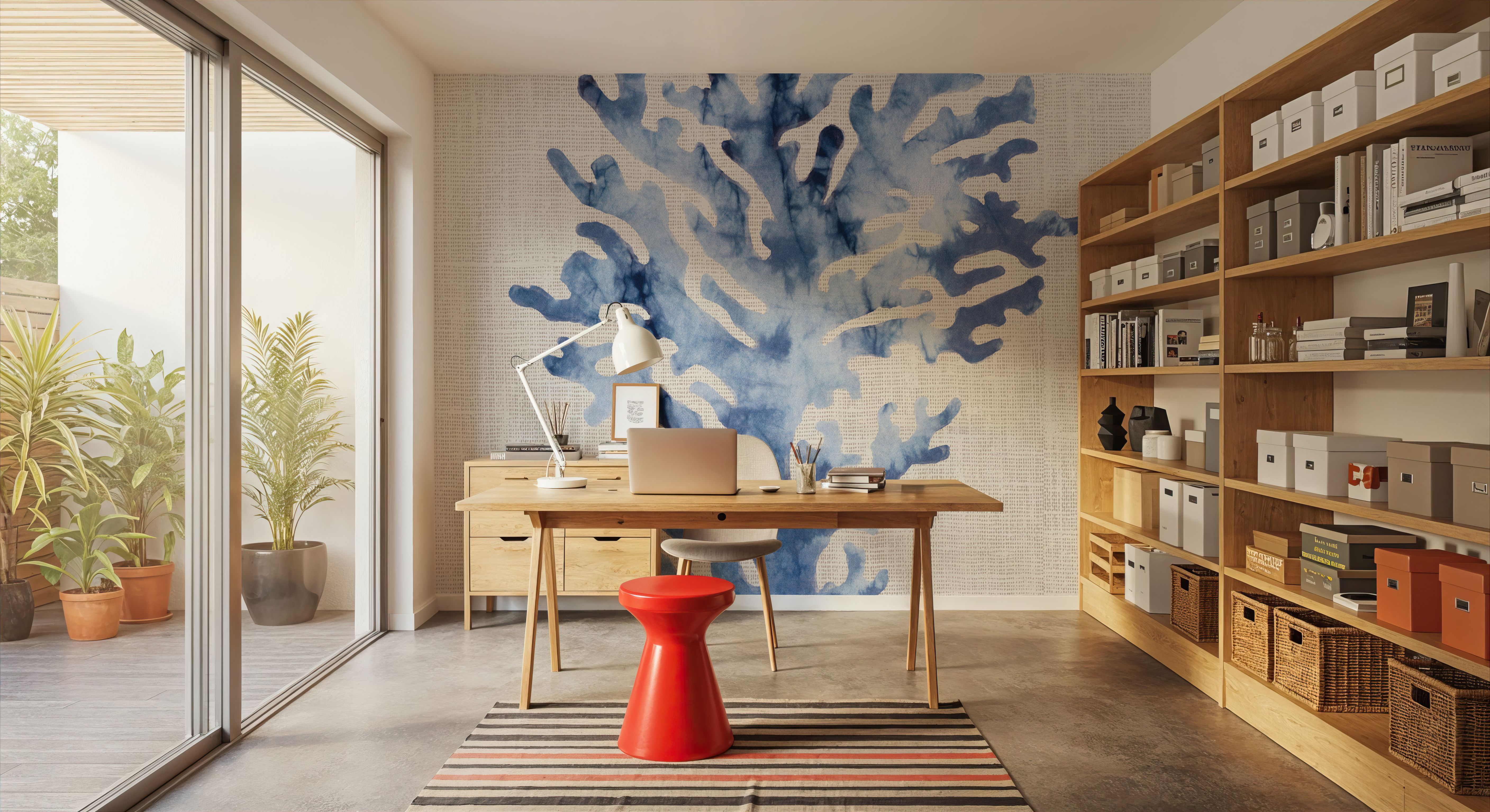 Shibori Coral III on Linen, Carte da parati