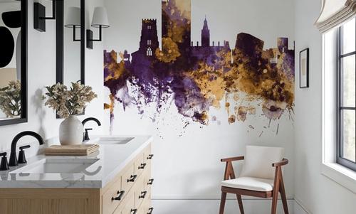 Newport Wales Skyline Purple & Gold