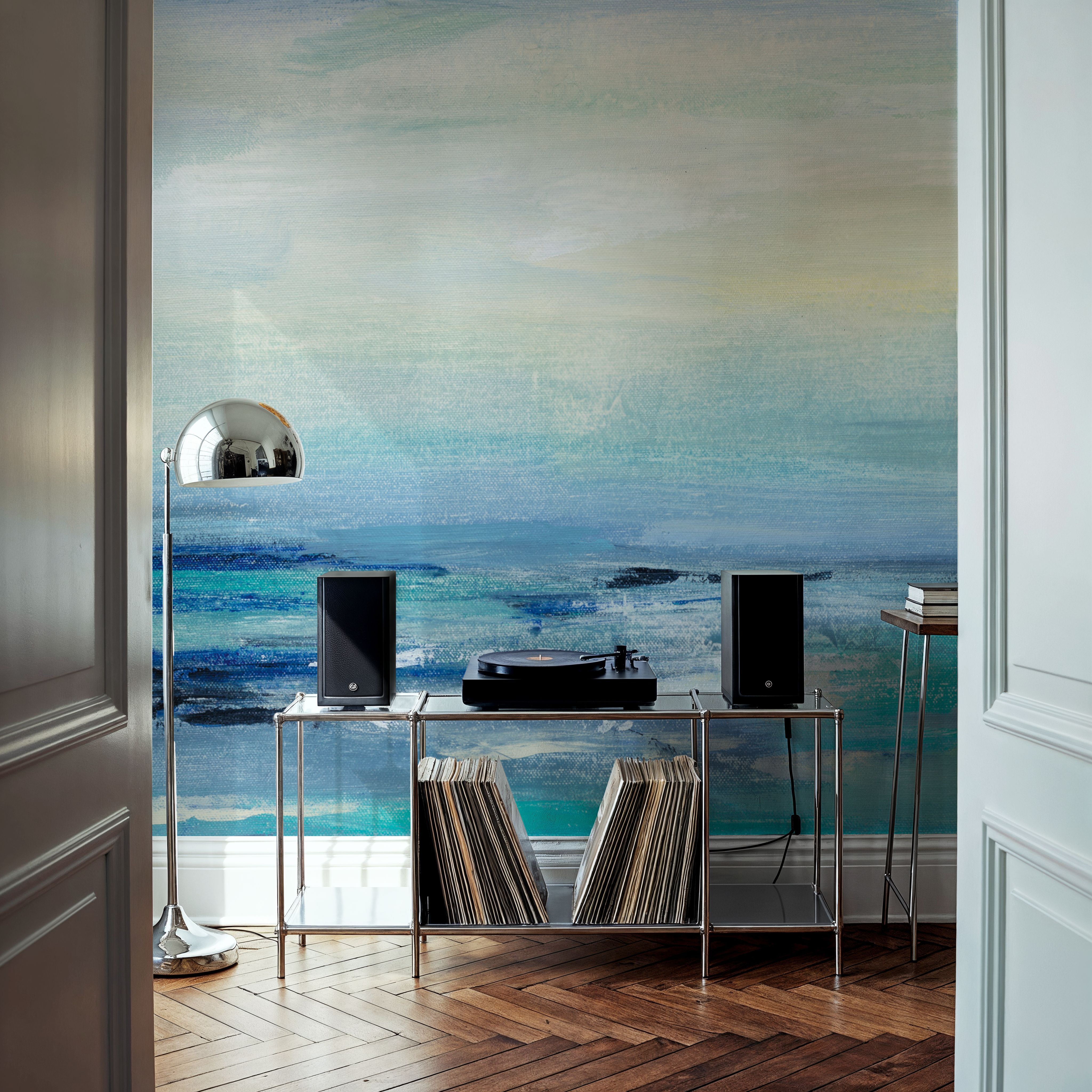Wall Mural - Turquoise Sea Waves II - Abstract Contemporary mural wallpaper - Dining Room - Wallism US - Premium, Textured or Peel & Stick