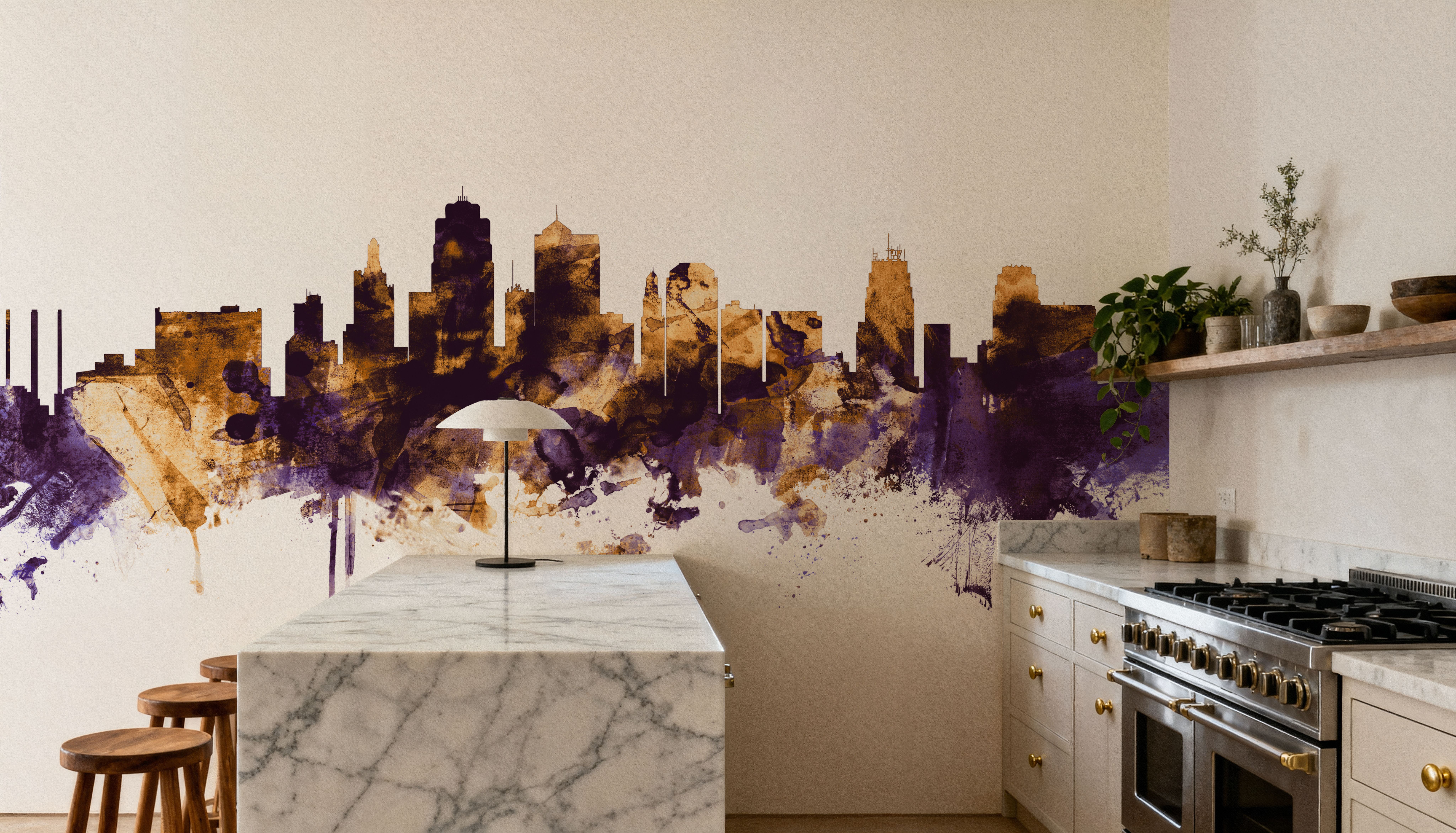 Kansas City Missouri Skyline Purple & Gold
