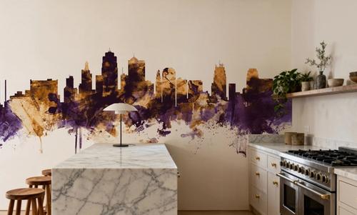 Kansas City Missouri Skyline Purple & Gold