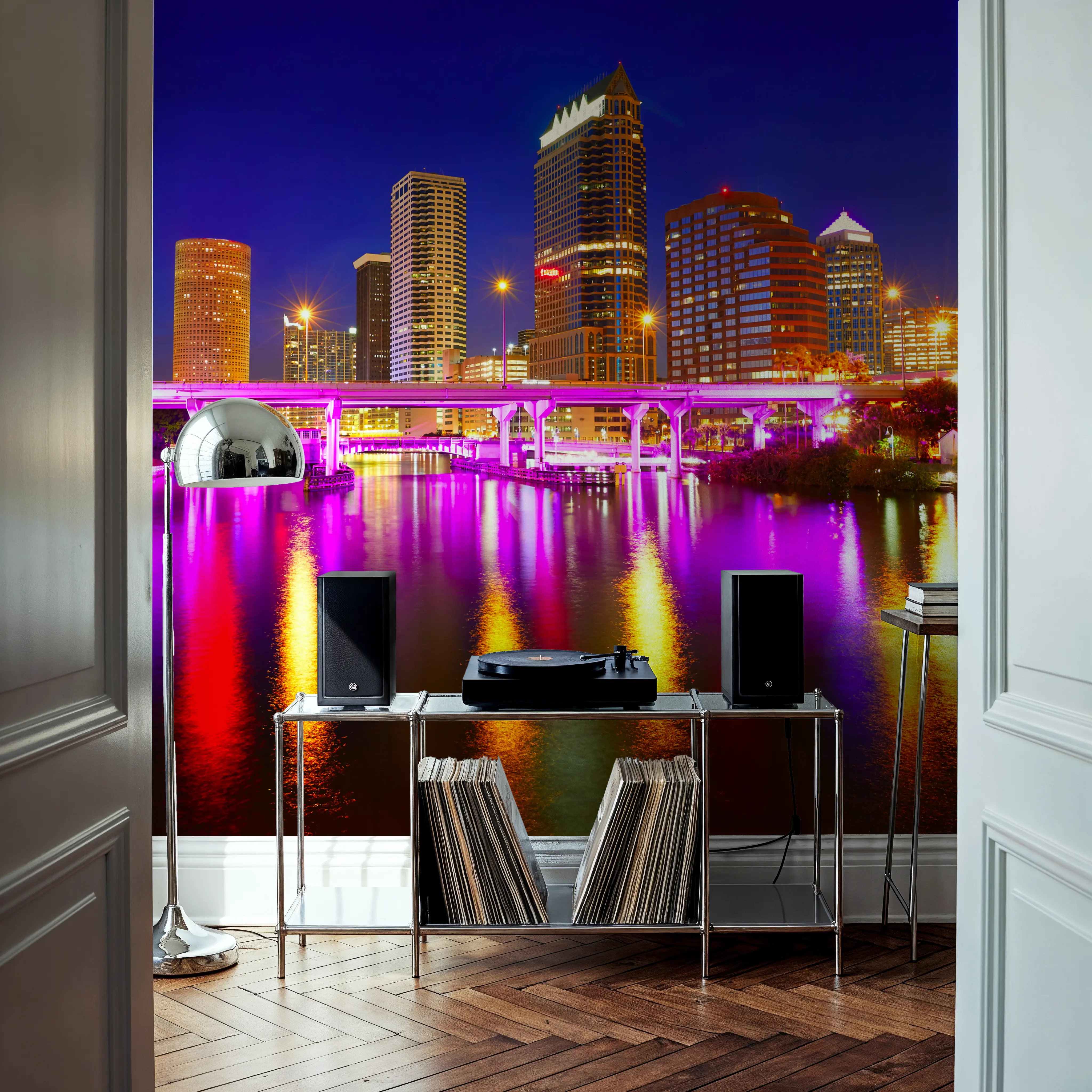Fotobehang - Tampa Skyline - Architectuur Mural - Slaapkamers - Wallism België - Zelfklevend of Vliesbehang