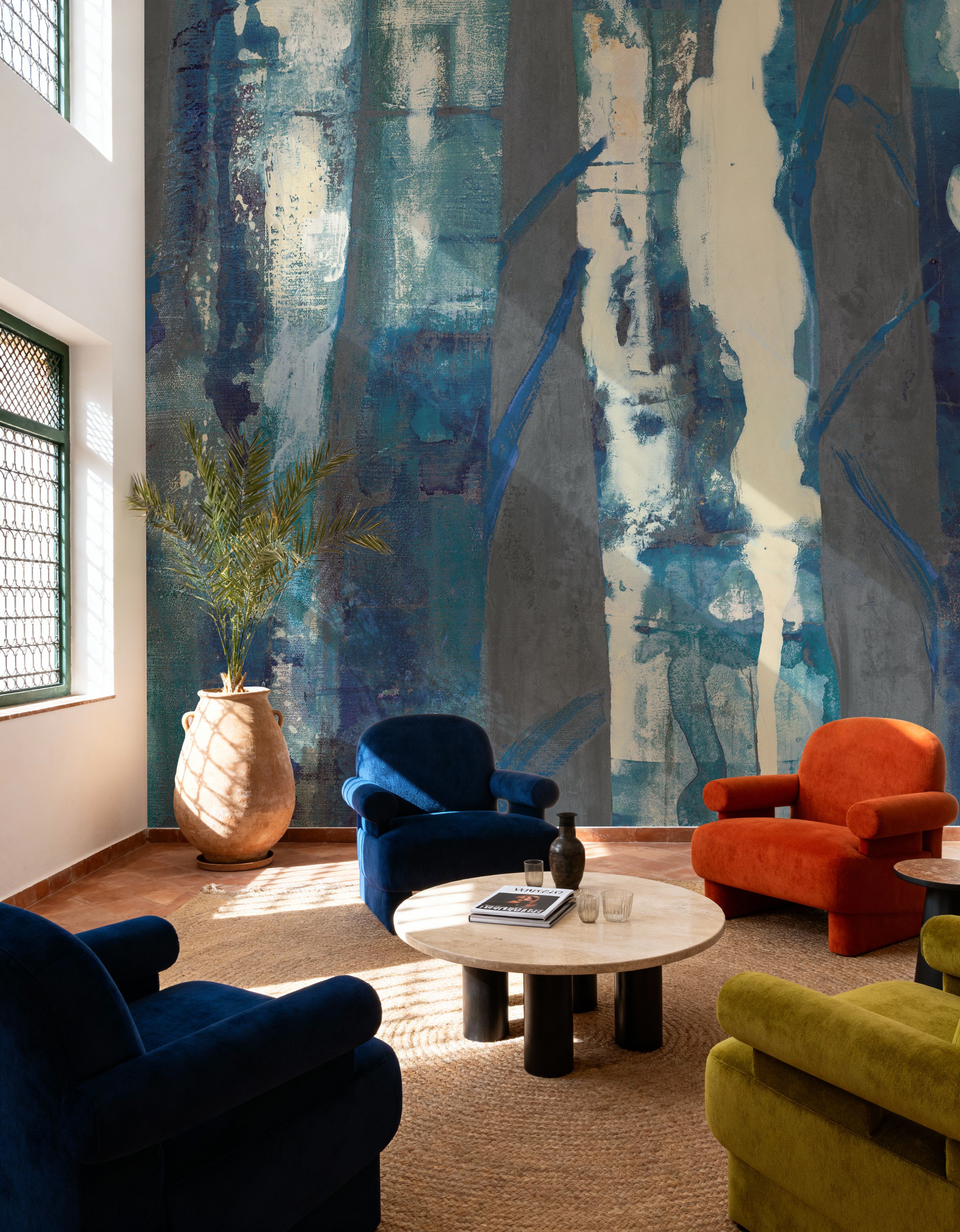 Deep Woods III Indigo on Gray