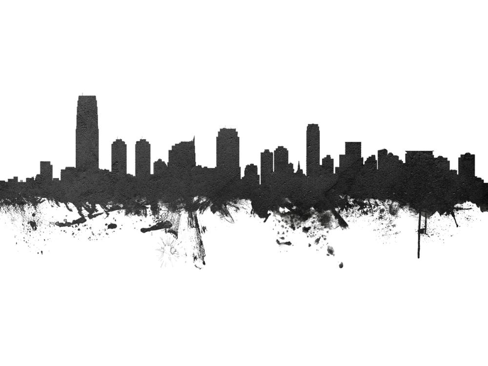 Jersey City New York Skyline Black & White