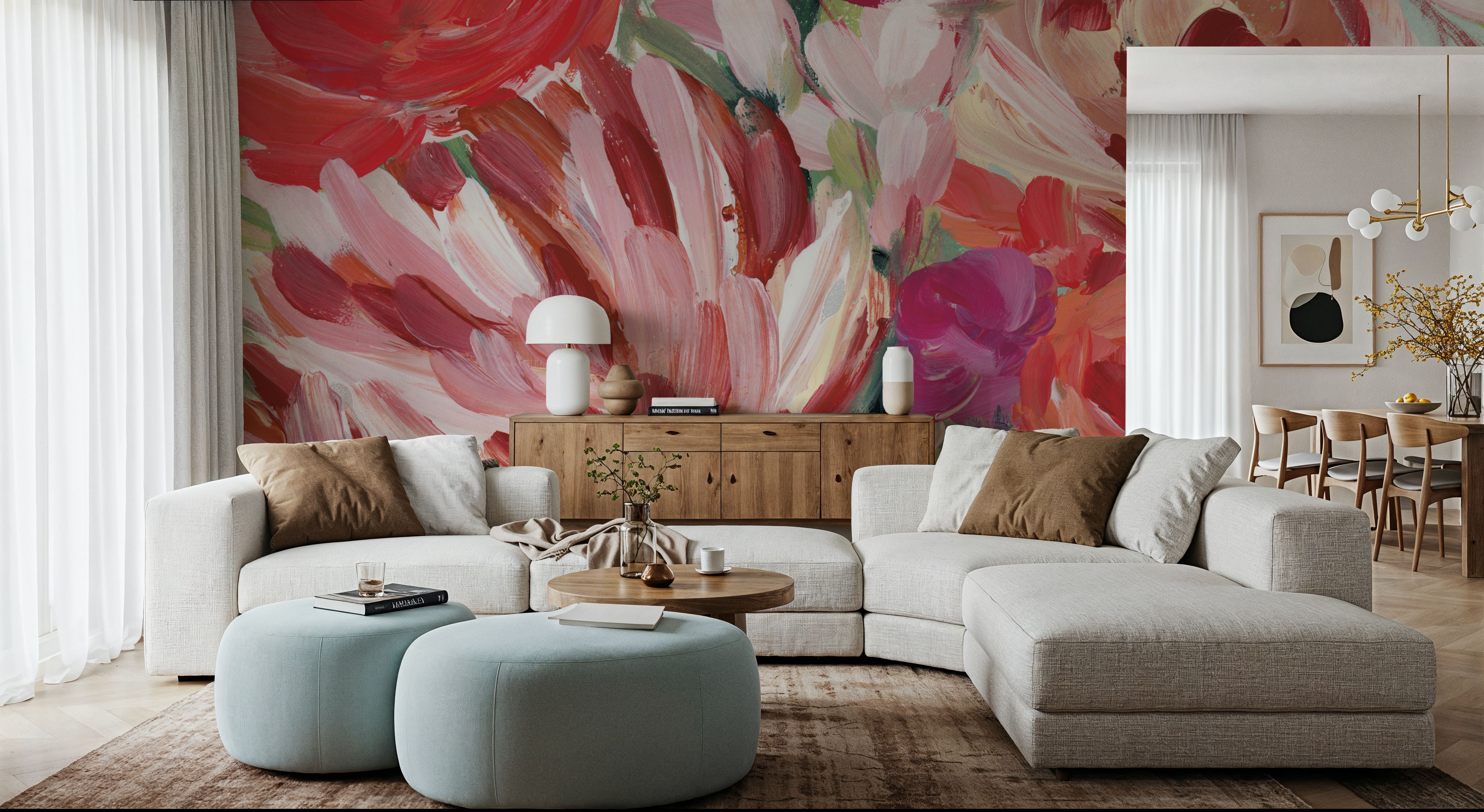 Spring Blooms in Striped Vase I