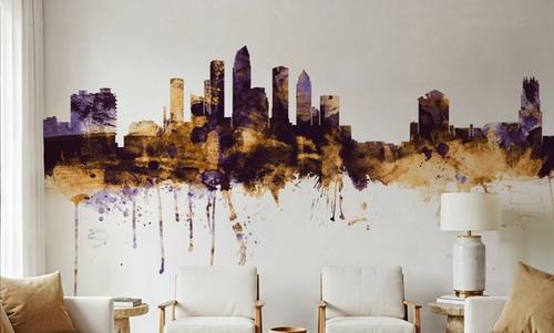Tampa Florida Skyline Purple & Gold