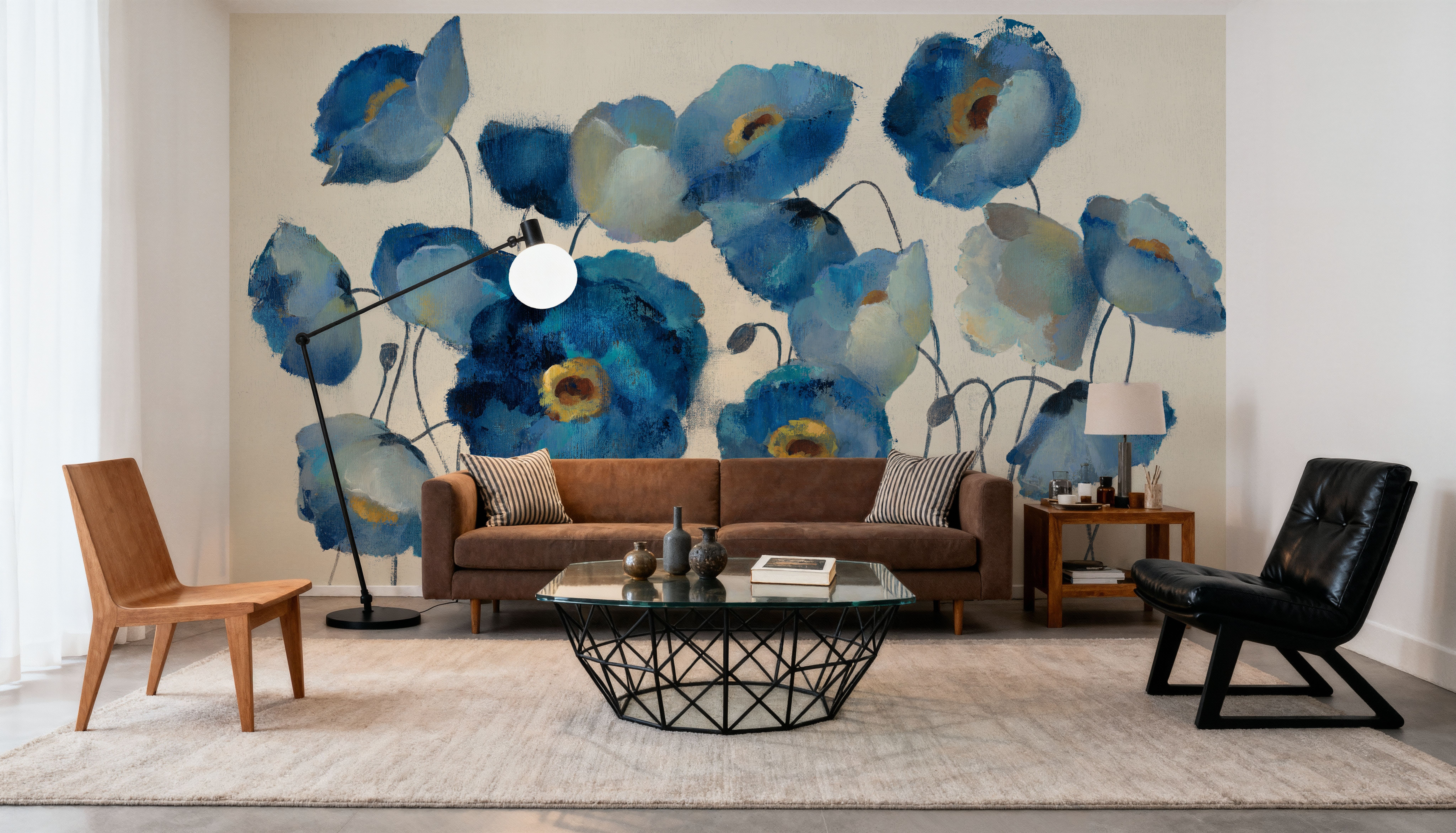 Aquamarine Floral on Cream