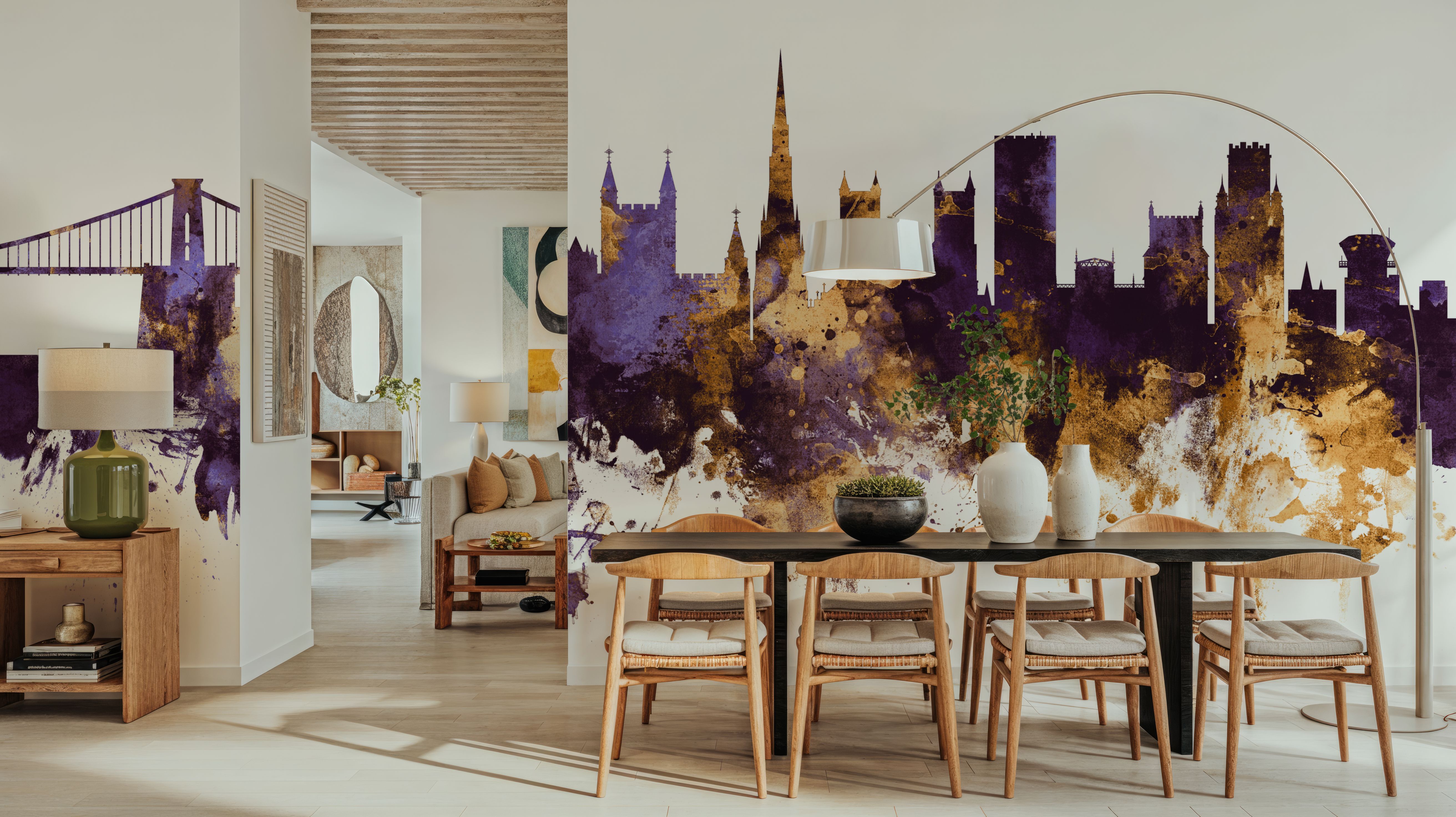 Bristol England Skyline Purple & Gold