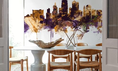Kansas City Missouri Skyline Purple & Gold