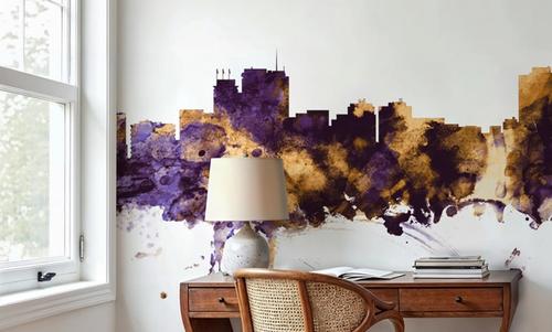 Anchorage Alaska Skyline Purple & Gold