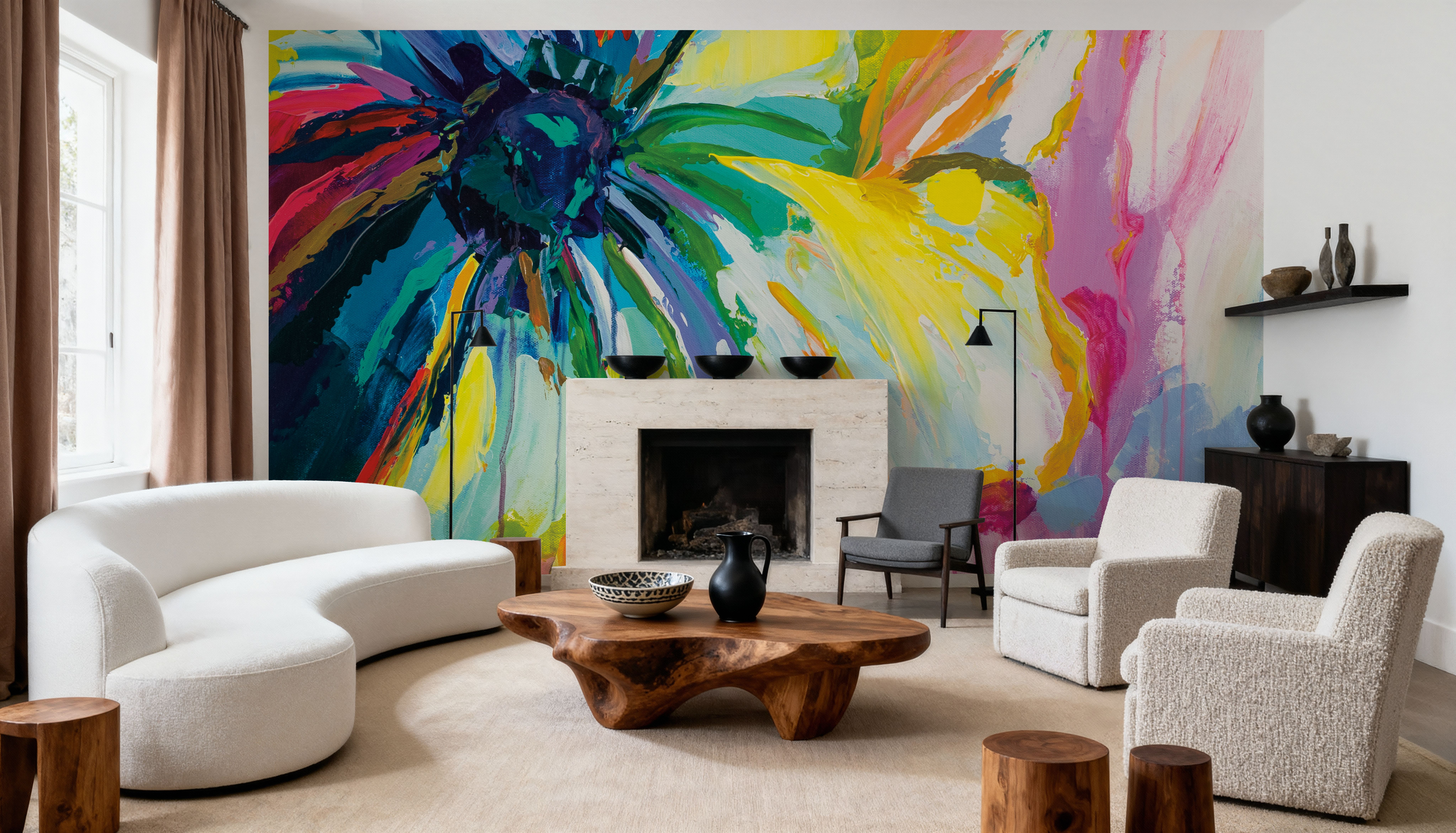 Wall Mural - Minty Magenta Drop - Abstract Contemporary mural wallpaper - Bedroom - Wallism UK - Premium, Textured or Peel & Stick