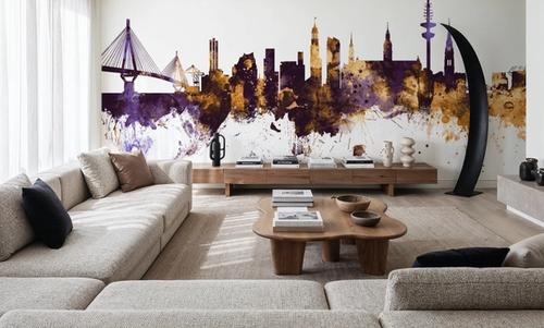 Hamburg Germany Skyline Purlpe & Gold