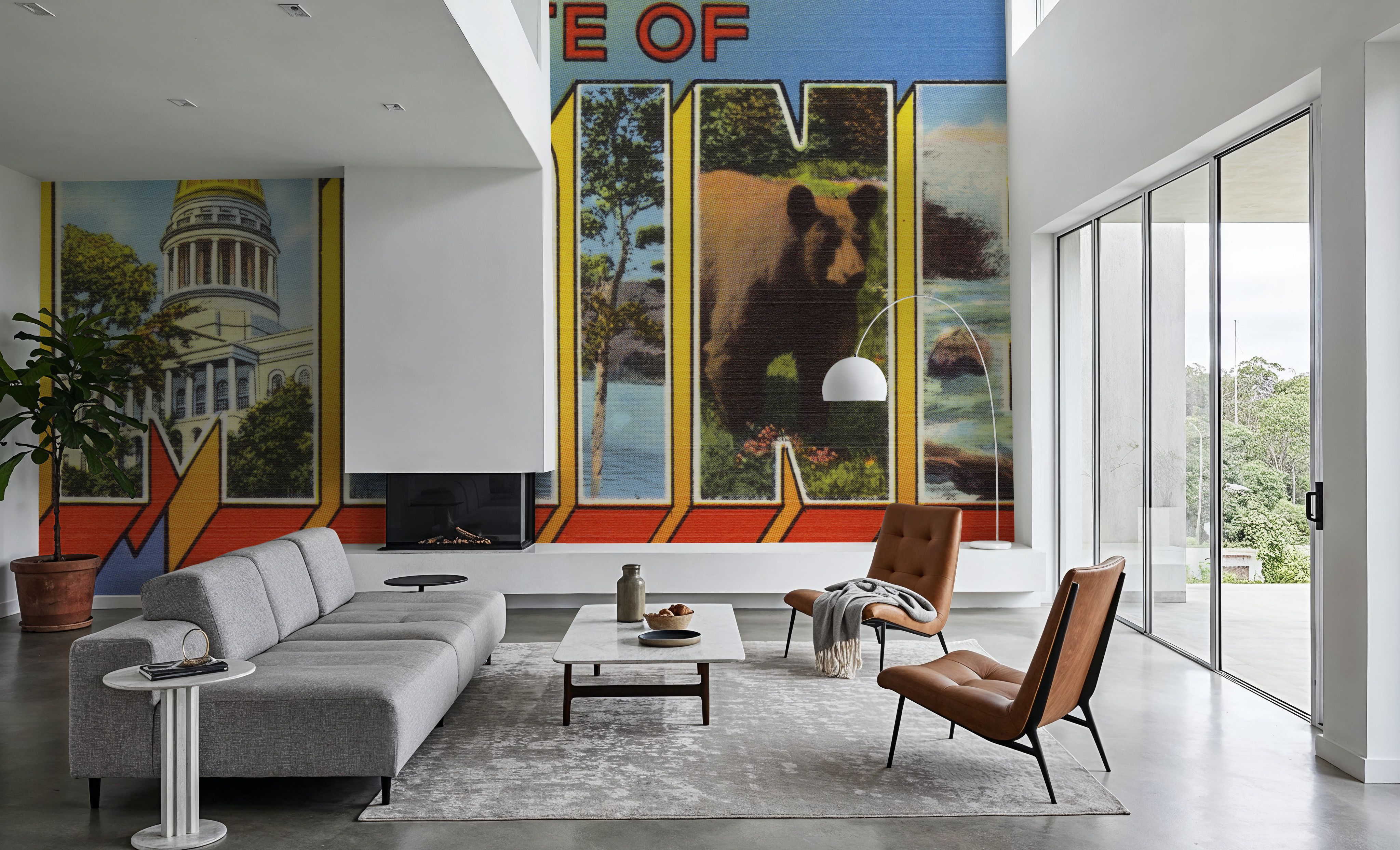 Greetings from Maine - Screenprint Postcard, Wallpaper