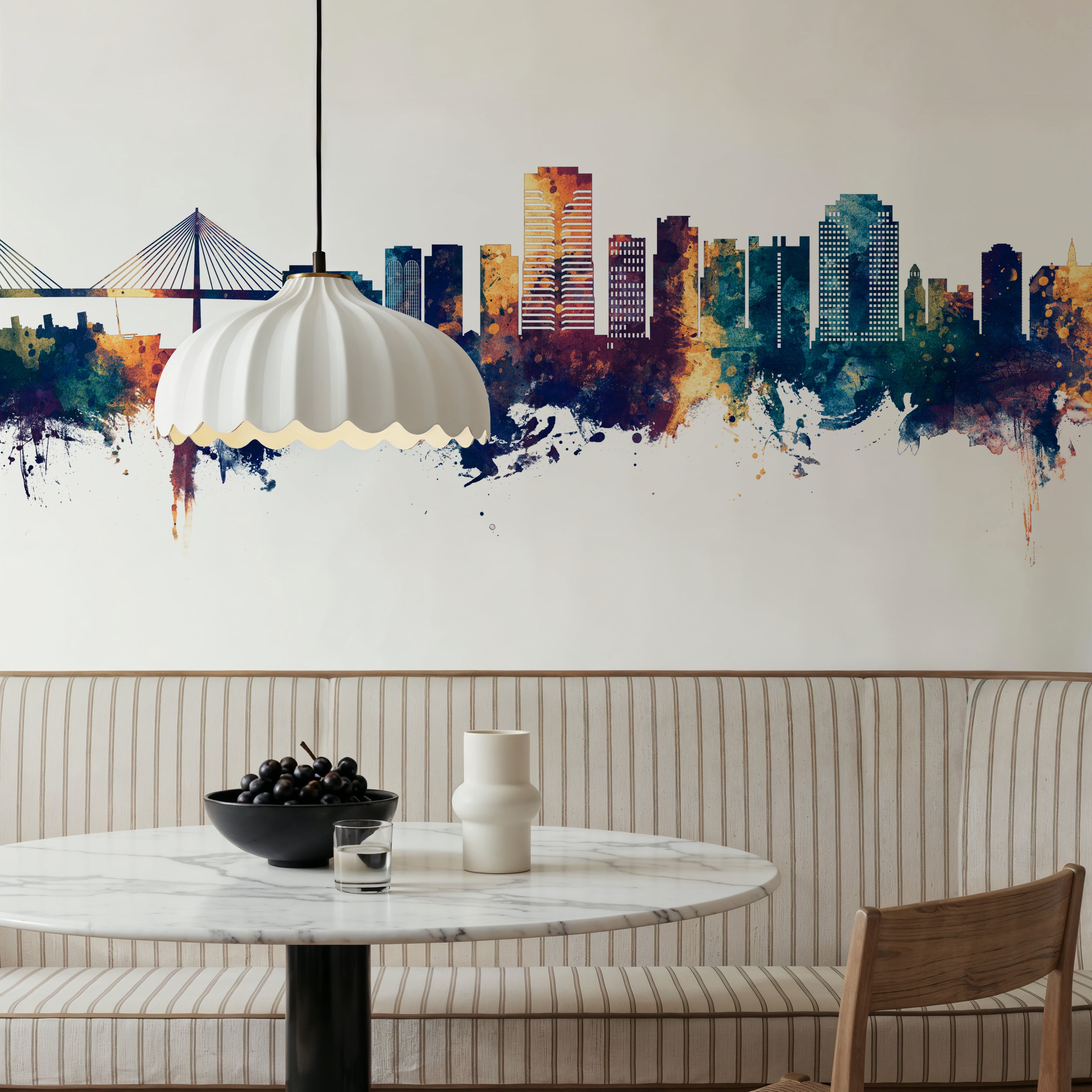 Long Beach California Skyline Blue & Bronze