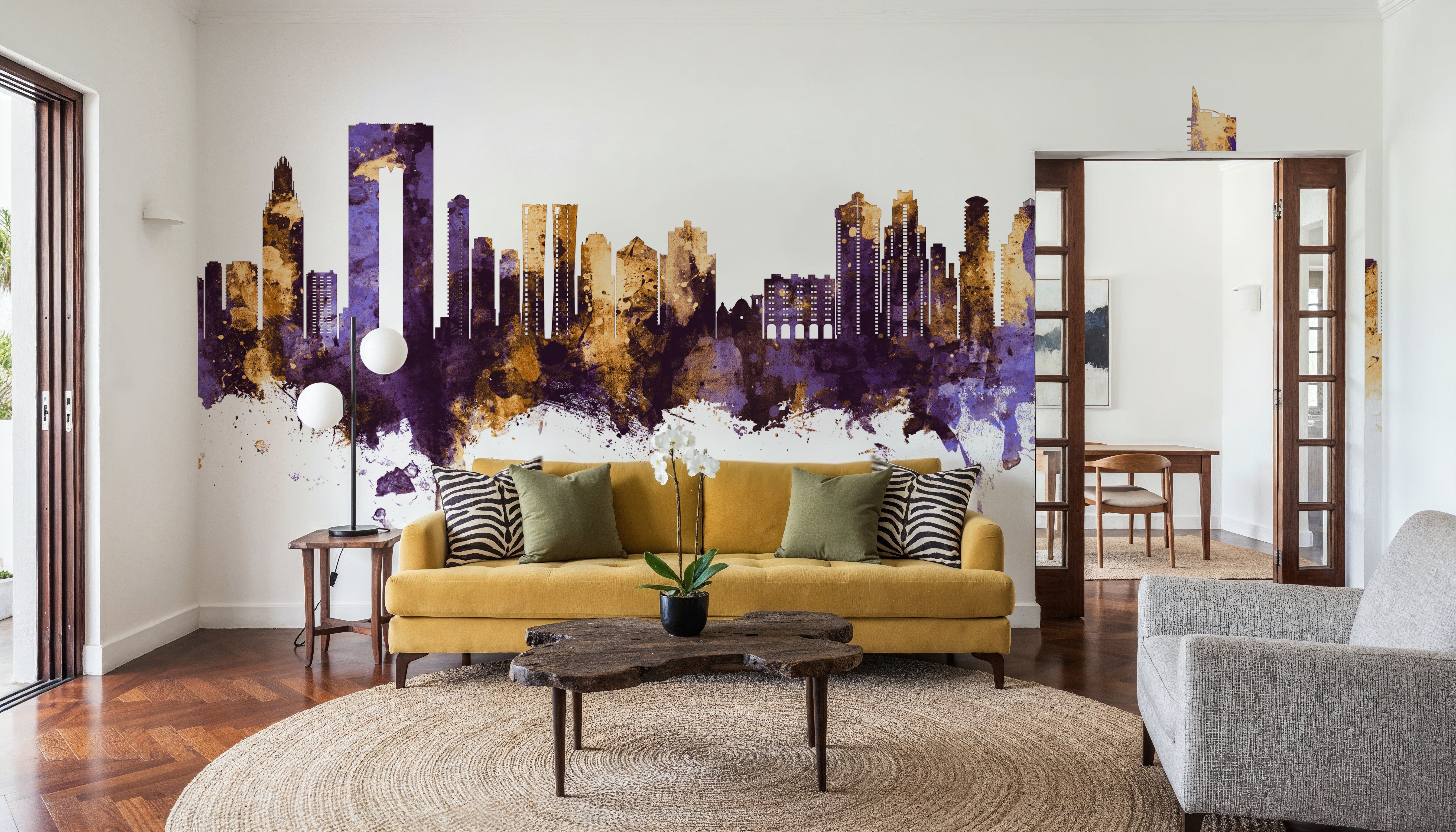 Benidorm Spain Skyline Purple & Gold