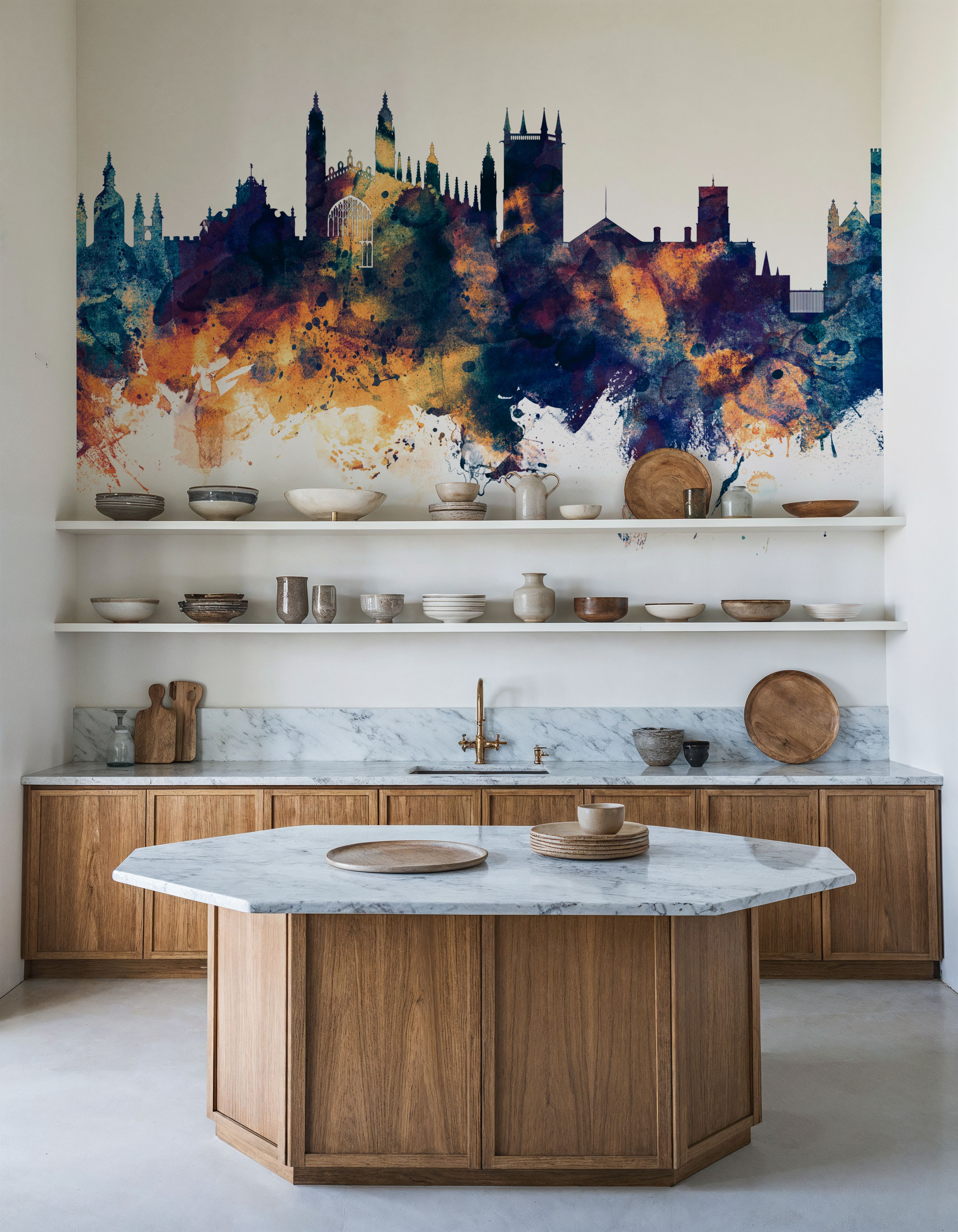 Cambridge England Skyline Blue & Bronze