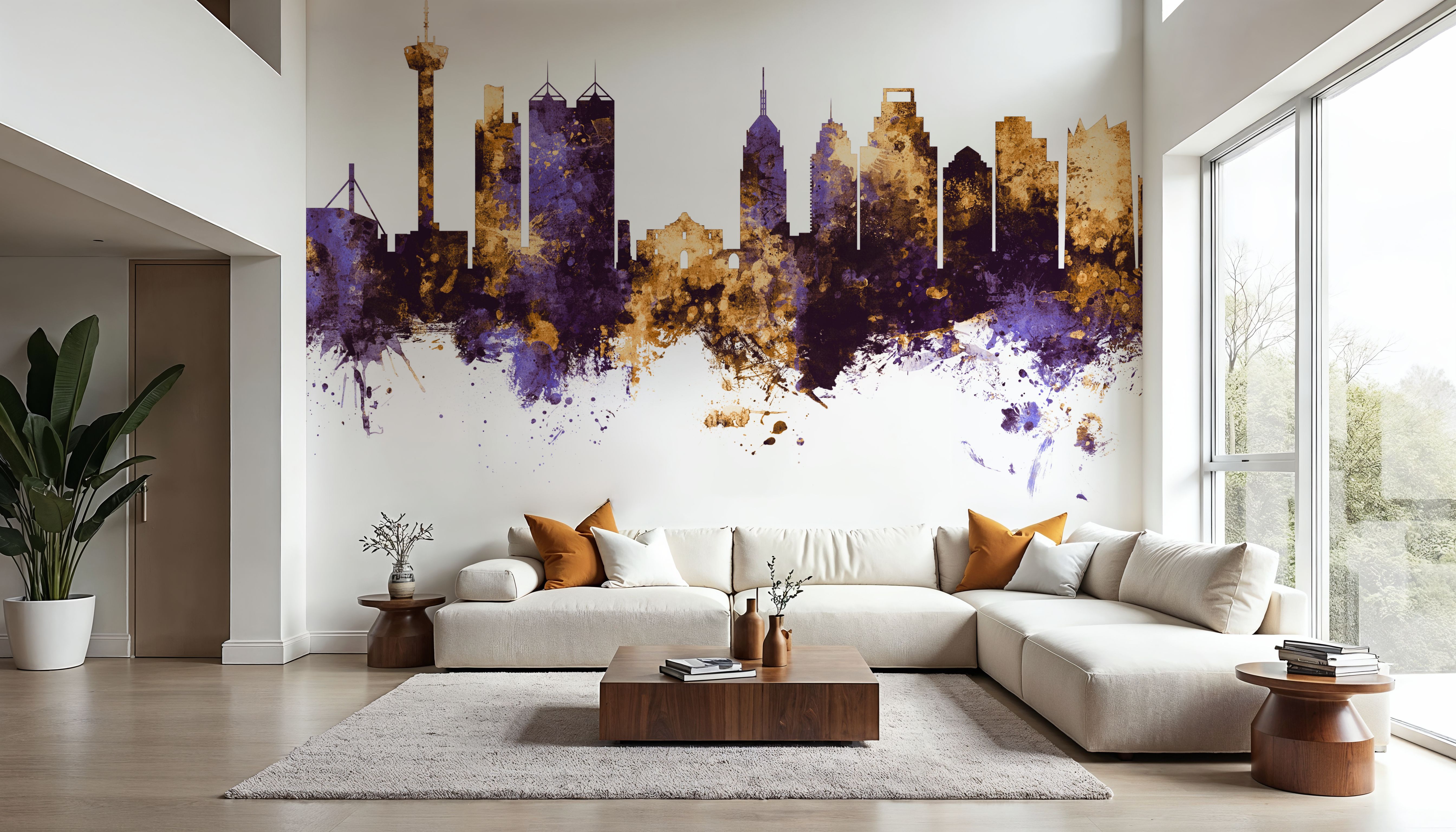 San Antonio Texas Skyline Purple & Gold, Wallpaper